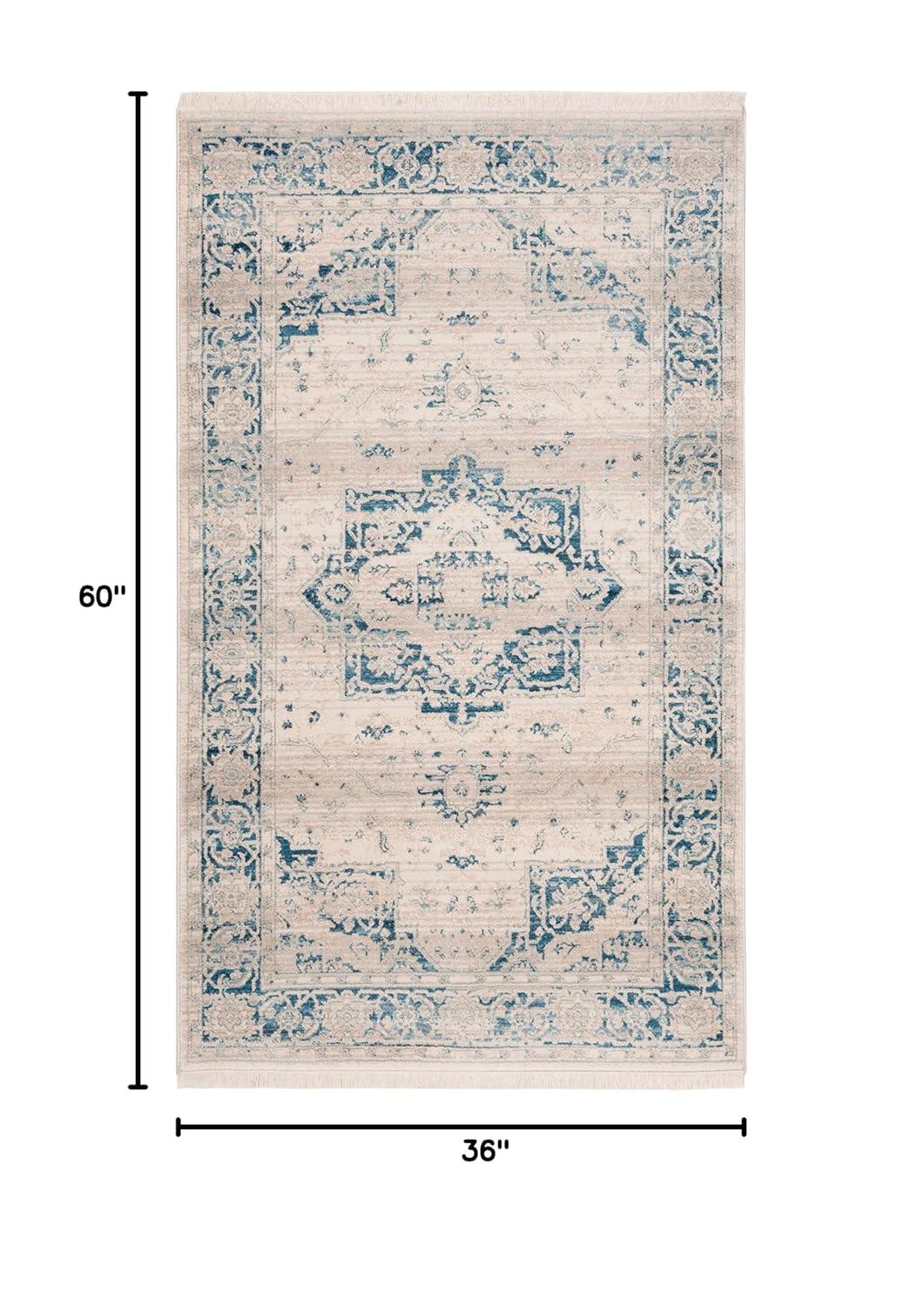 Vintage Persian VTP447 Power Loomed Indoor Accent Rug - Ivory/Blue - 3'x5' - Safavieh