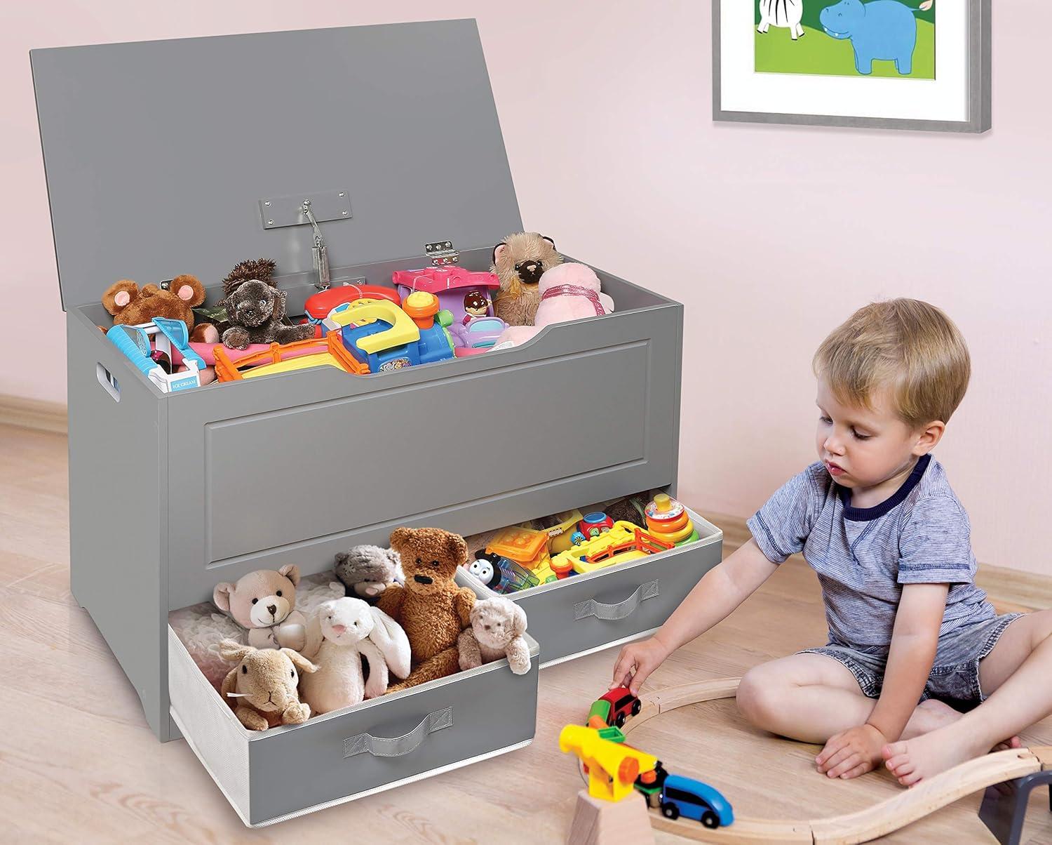 Badger Basket Kid's Up and Down Toy Box and Storage Bench 3.8 Cu ft. - Charcoal