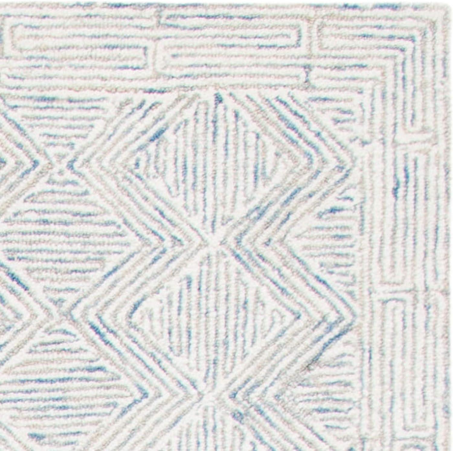 SAFAVIEH Micro-Loop Herbert Geometric Area Rug, Blue/Ivory, 9' x 12'