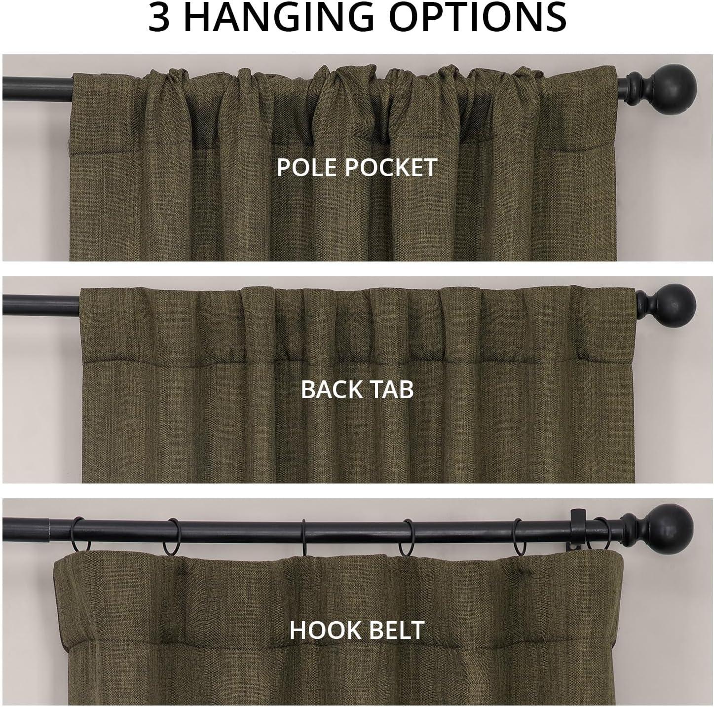 HPD Half Price Drapes Khaki Green Faux Linen Room Darkening Curtains for Bedroom & Living Room Curtains (1 Panel), Door & Window Curtains 84 inches long, Rod Pocket Curtains, 50W X 84L