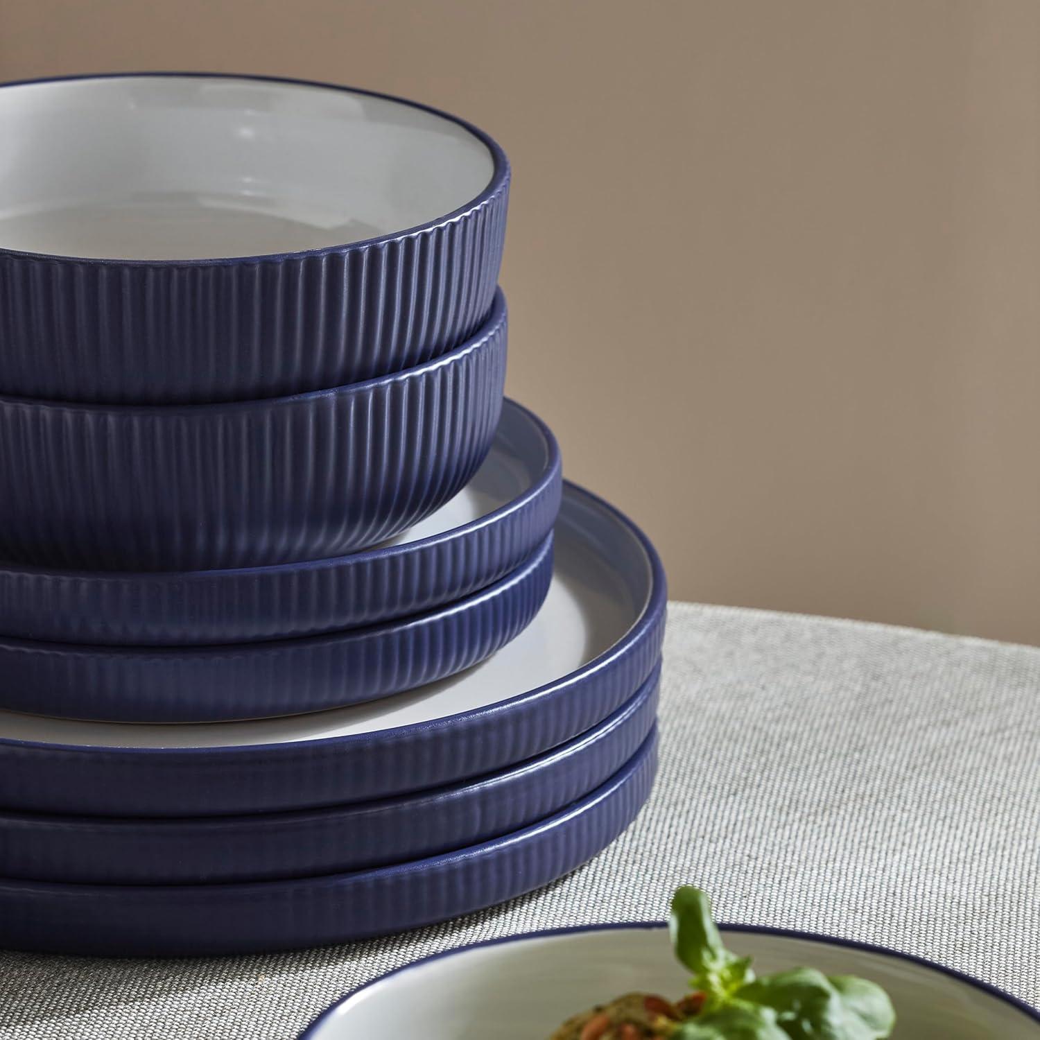 Christian Siriano Laro 12-Piece Dinnerware Set Stoneware, Service for 4, Black