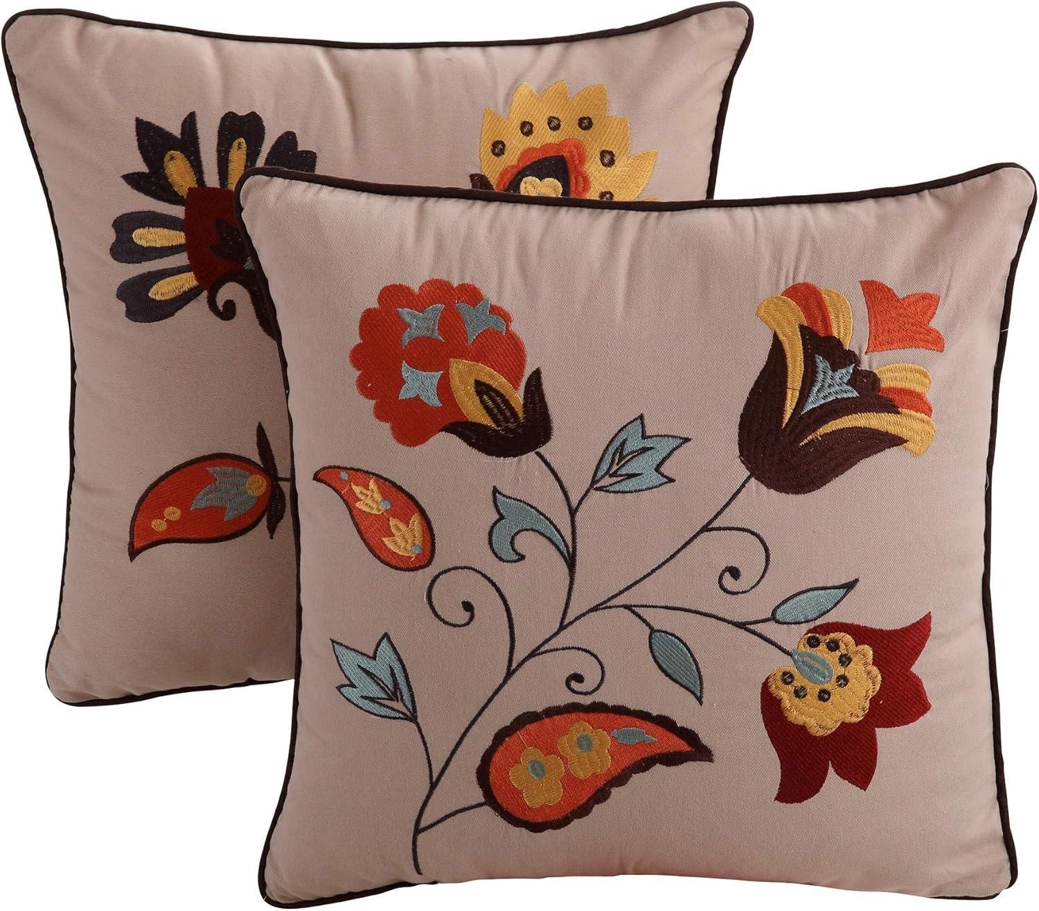 Andorra Multicolor Embroidered Cotton Square Pillow Set