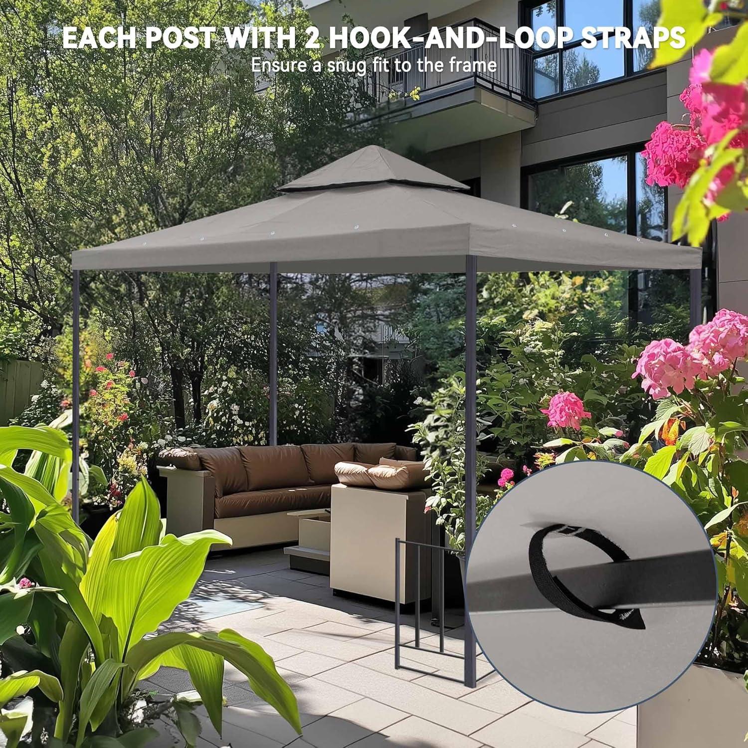 Yescom Yescom Canopy Top Replacement for 2-Tier Crescent TJSG081 Gazebo Outdoor Garden Yard Patio Cover