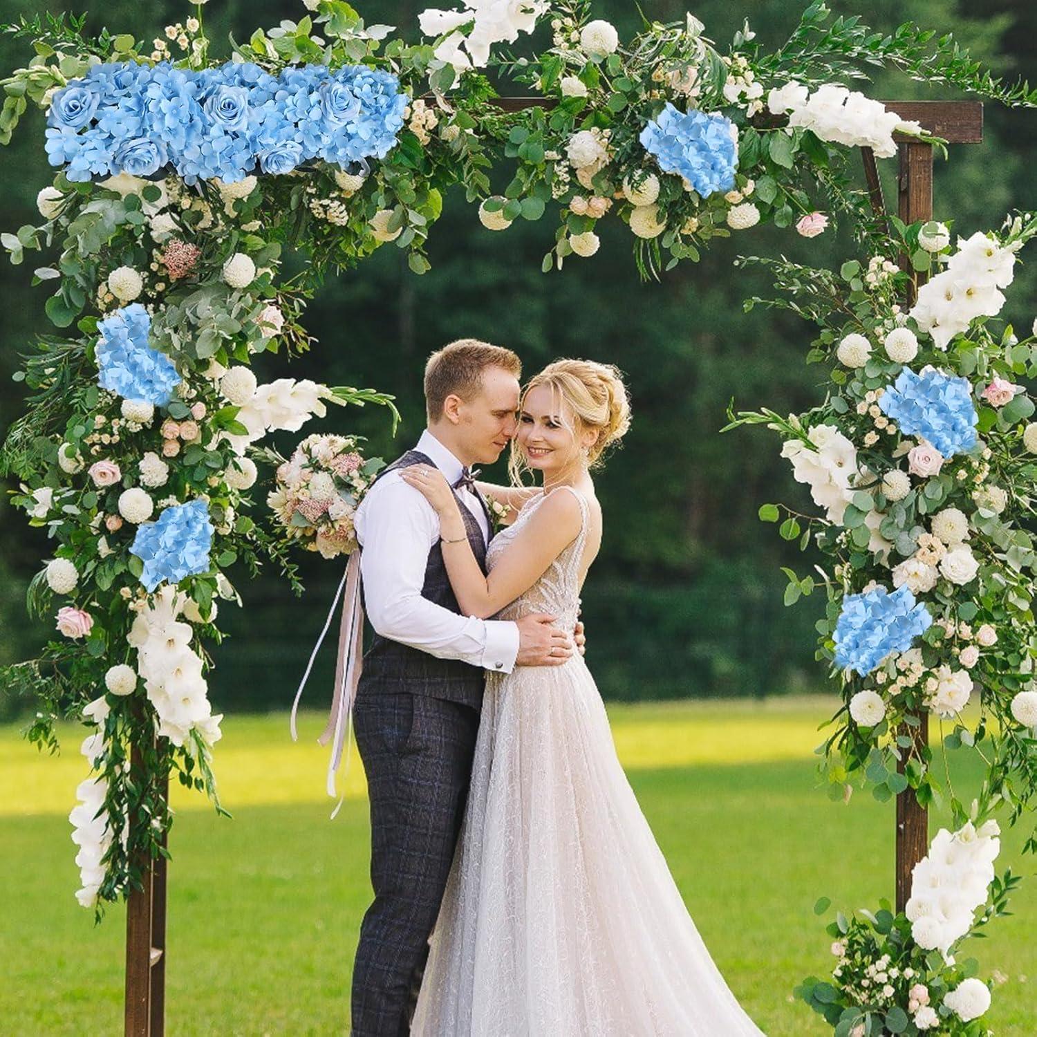 TITOUMI Hydrangea Silk Flowers Heads Blush Pack of 10 Full Hydrangea Flowers Artificial with Stems for Wedding Home Party Shop Baby Shower Décor