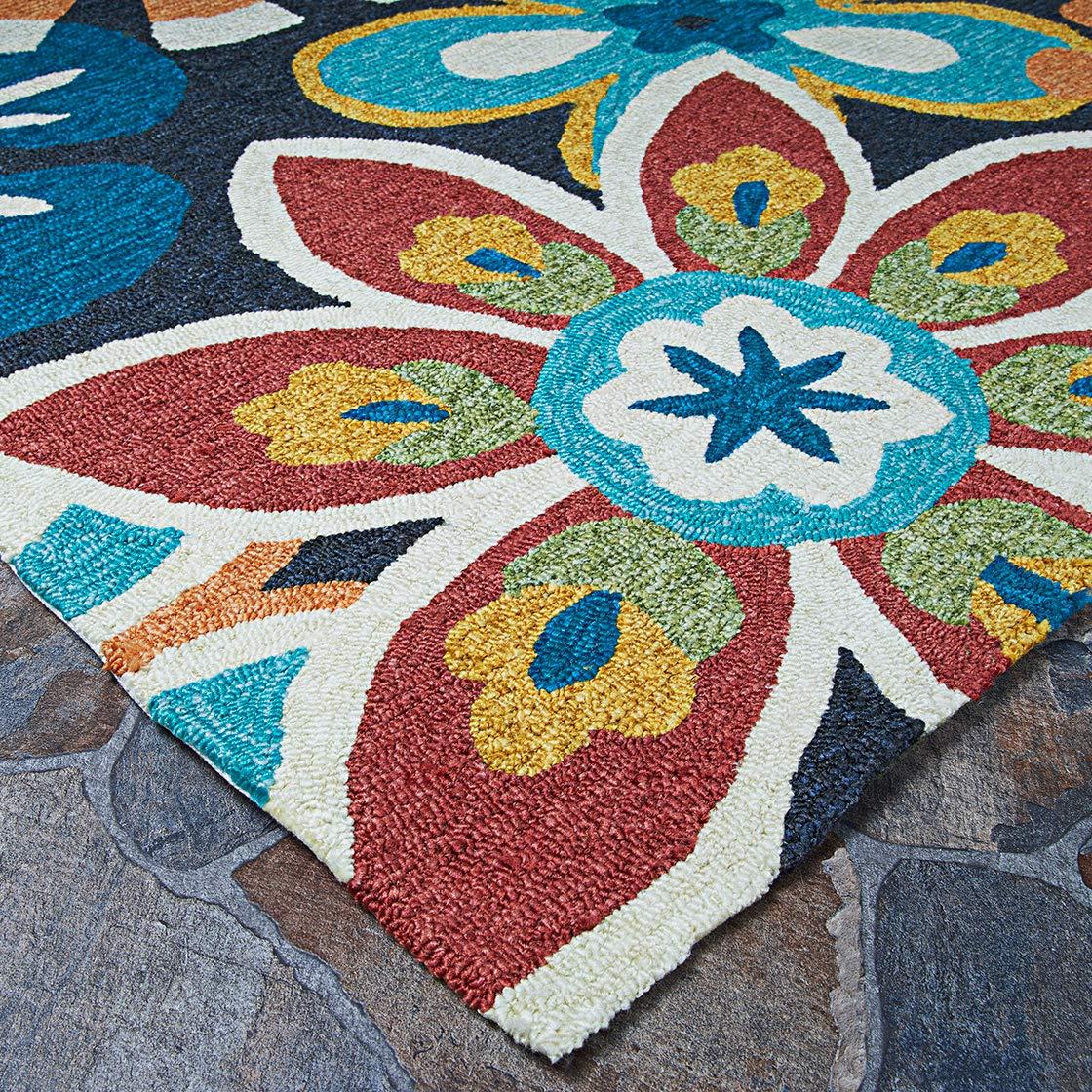 Couristan Covington Geranium, Navy-Multi Round Rug