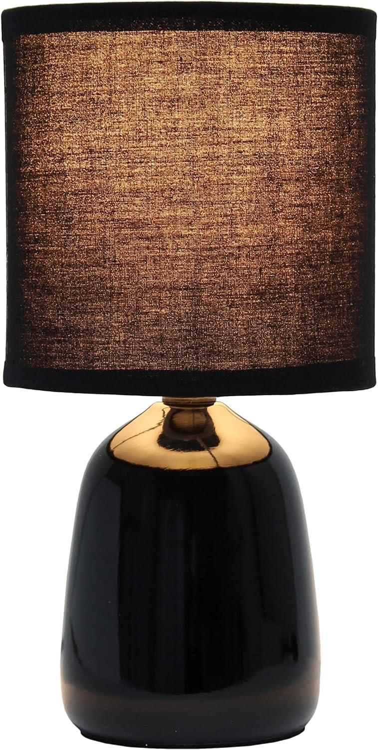 10.04" Traditional Ceramic Thimble Base Bedside Lamp with Fabric Shade - Simple Designs: ETL Listed, No Assembly Required