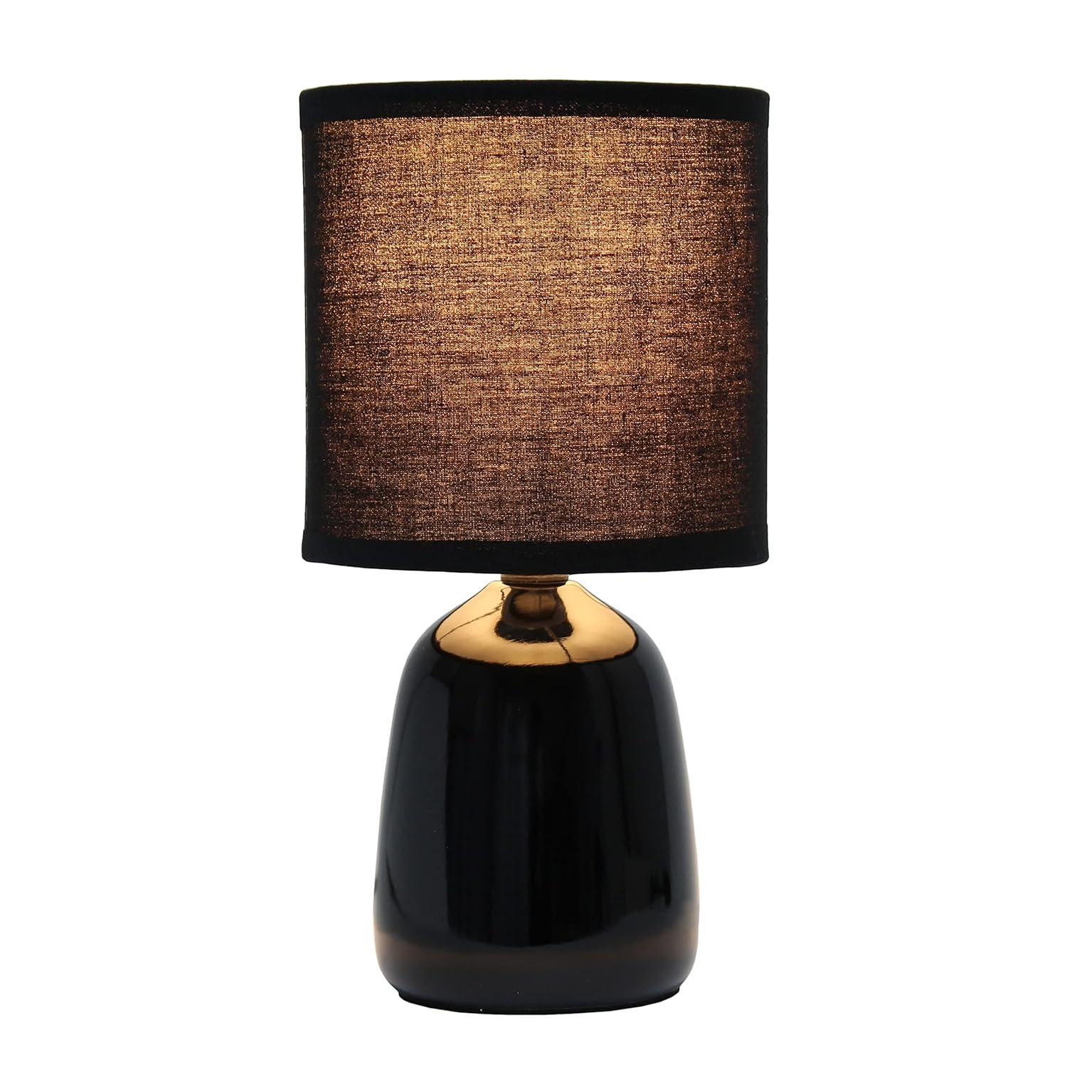 10.04" Traditional Ceramic Thimble Base Bedside Lamp with Fabric Shade - Simple Designs: ETL Listed, No Assembly Required