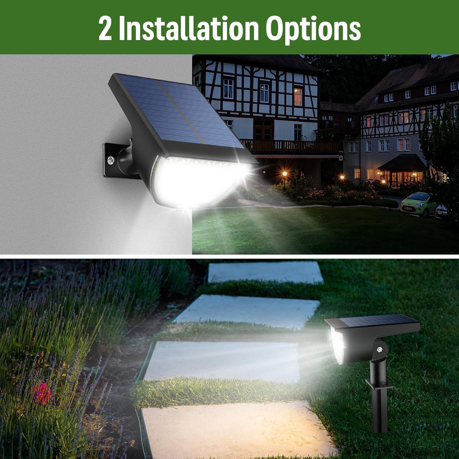 Cool White LED Solar Pathway Spotlights for Outdoor Use, 4 Pack