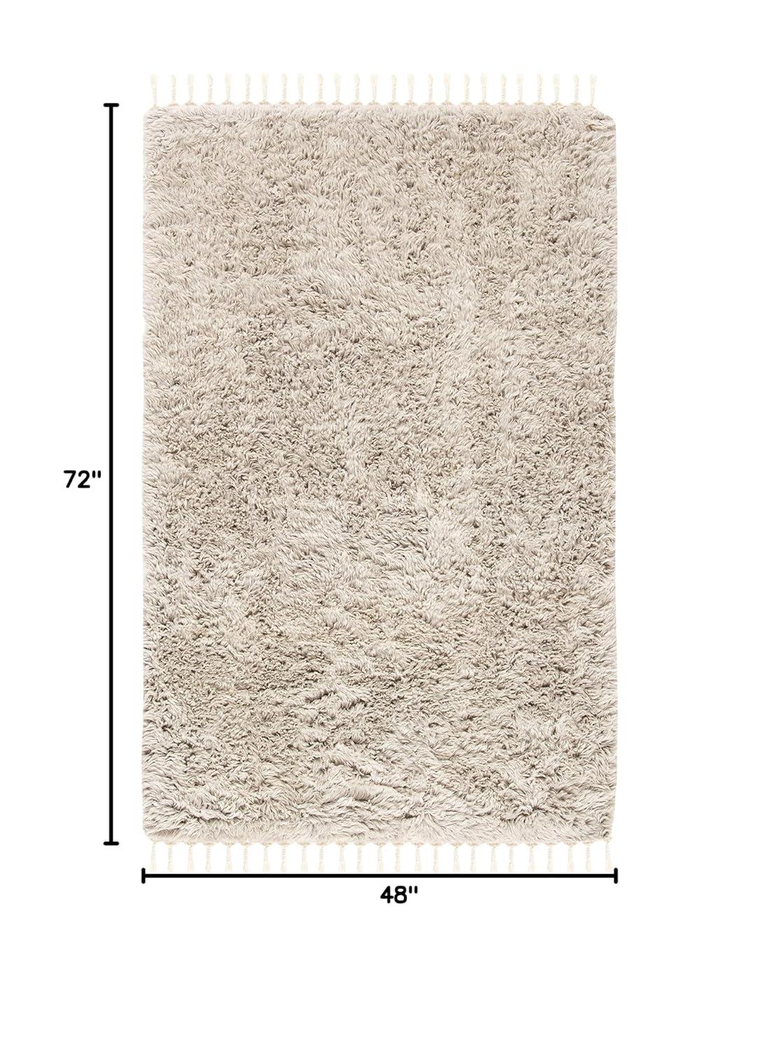 SAFAVIEH Casablanca Cennetig Solid Plush Wool Area Rug, Grey, 4' x 6'