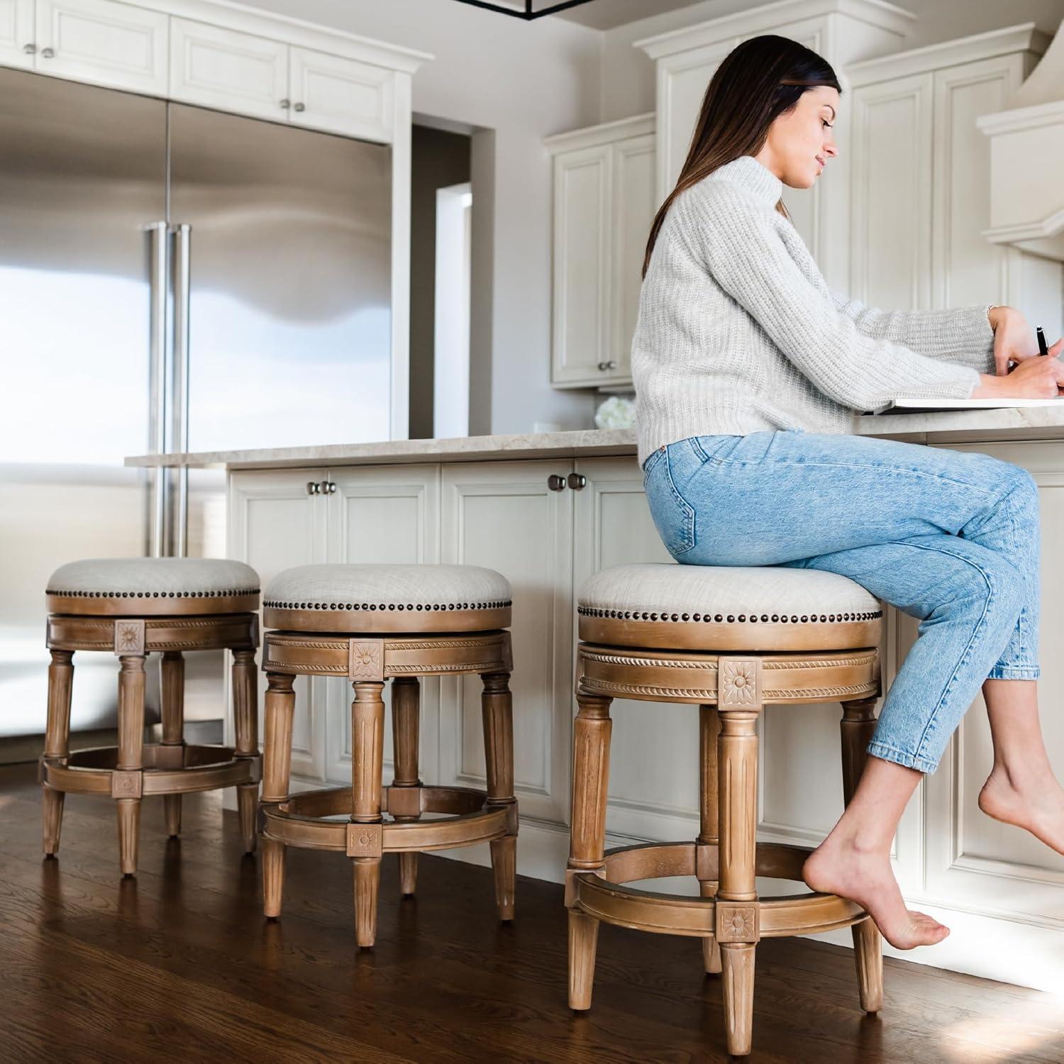 Maven Lane Maven Lane Pullman Backless Stool with Fabric Upholstery