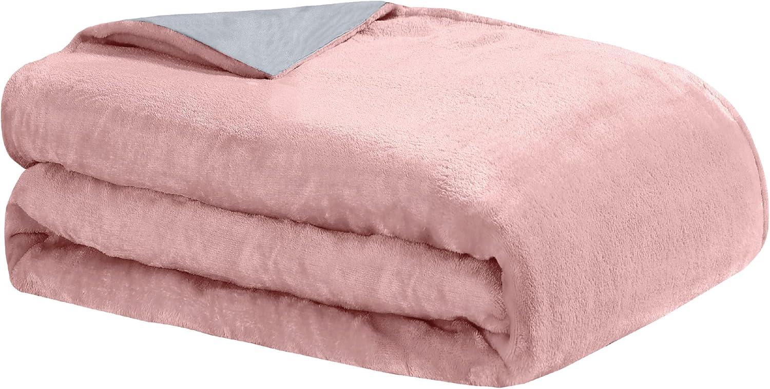 Dreamlab Bohemian Pink, White, Multi-color Microfiber Reversible Bed Blanket Queen