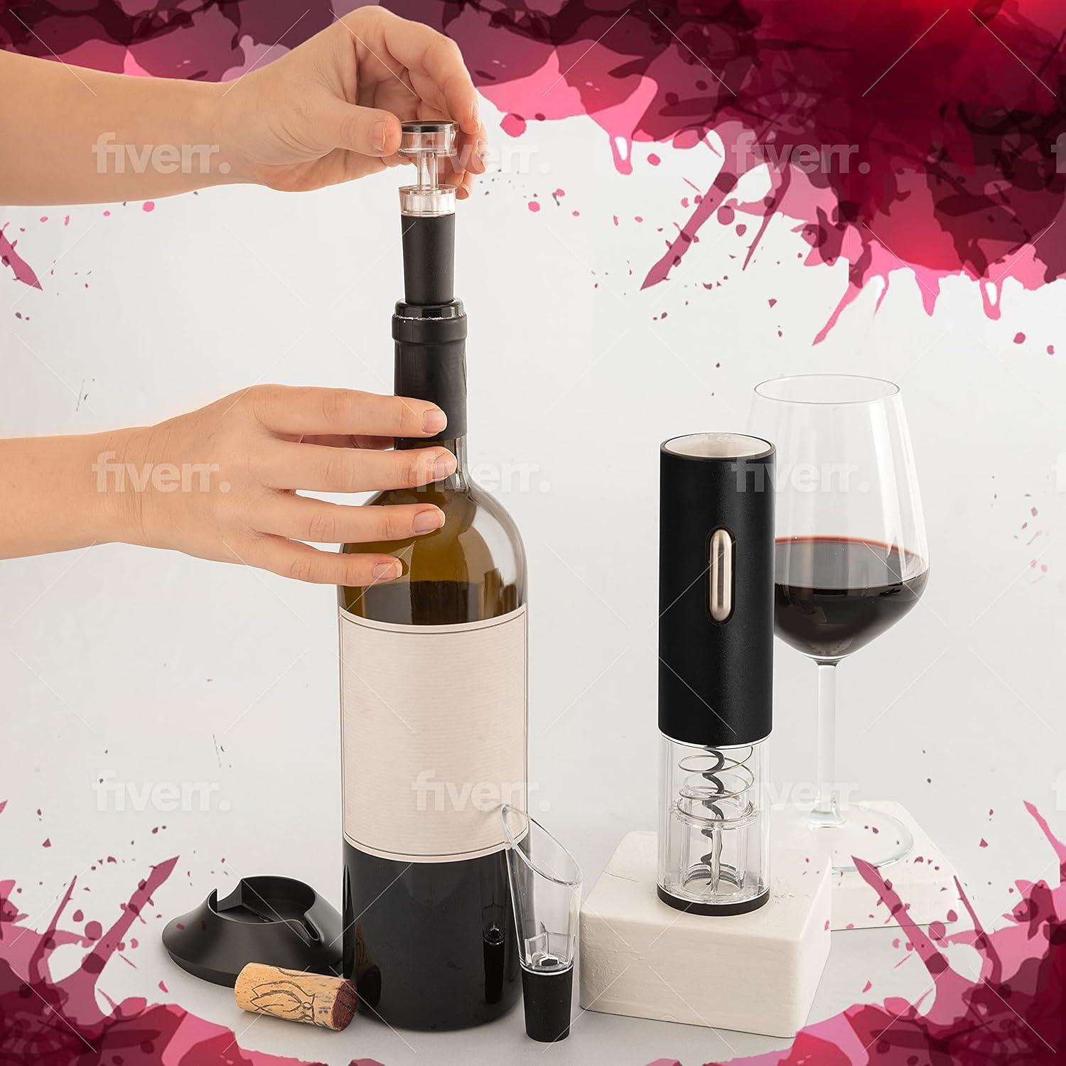 Black Stainless Steel Electric Wine Opener Set with USB Charging