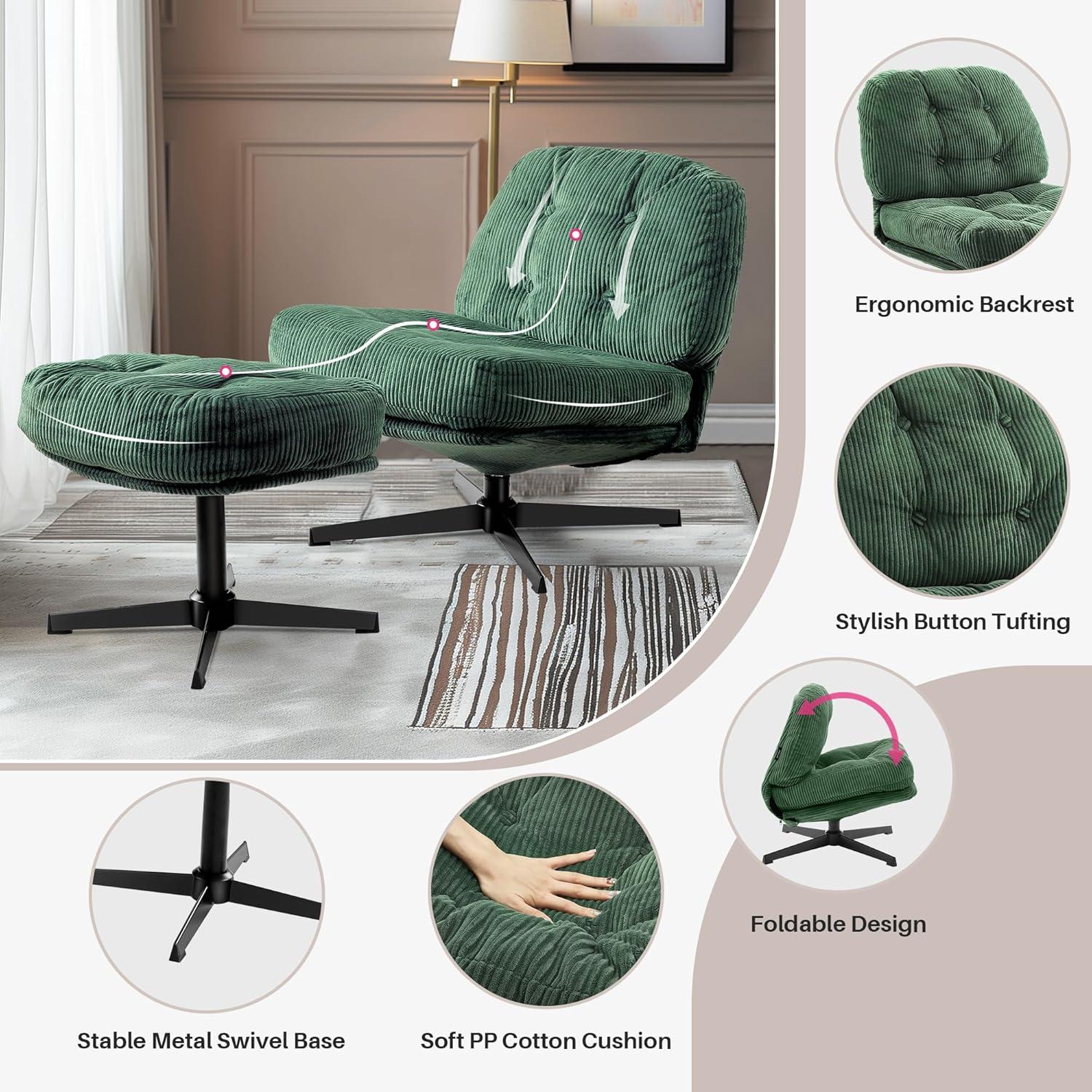 Red Barrel Studio® Hardyal Upholstered Swivel Accent Chair with Ottoman