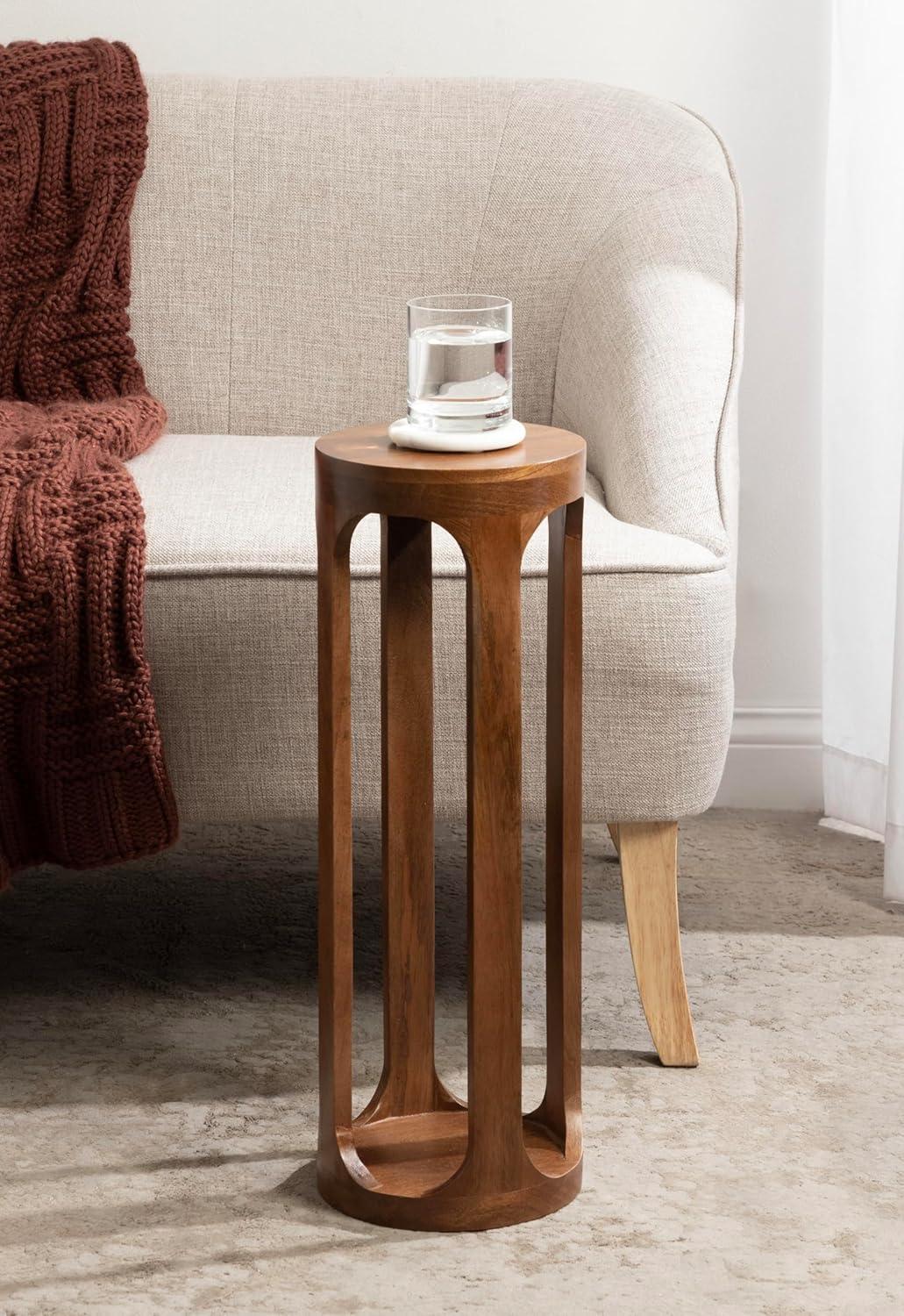 Kate and Laurel Dahl Wood Drink Table, 12x12x23, Walnut Brown