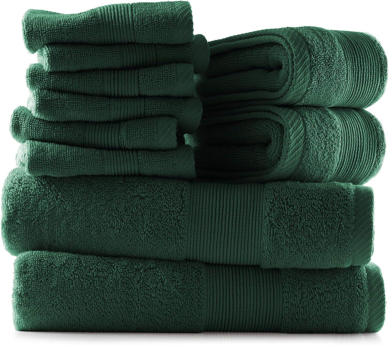 Hunter Green 10-Piece 100% Cotton Towel Set