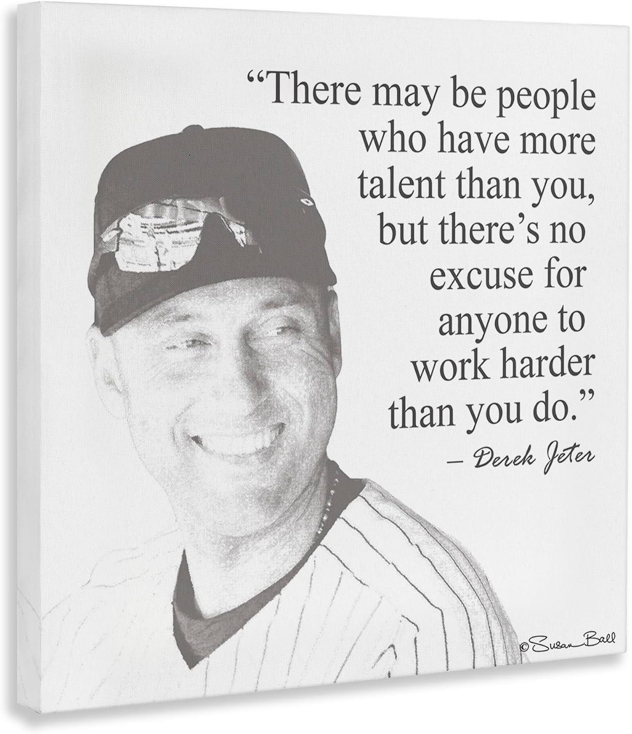 Stupell Industries Work Hard Derek Jeter Quote, 17" x 17"