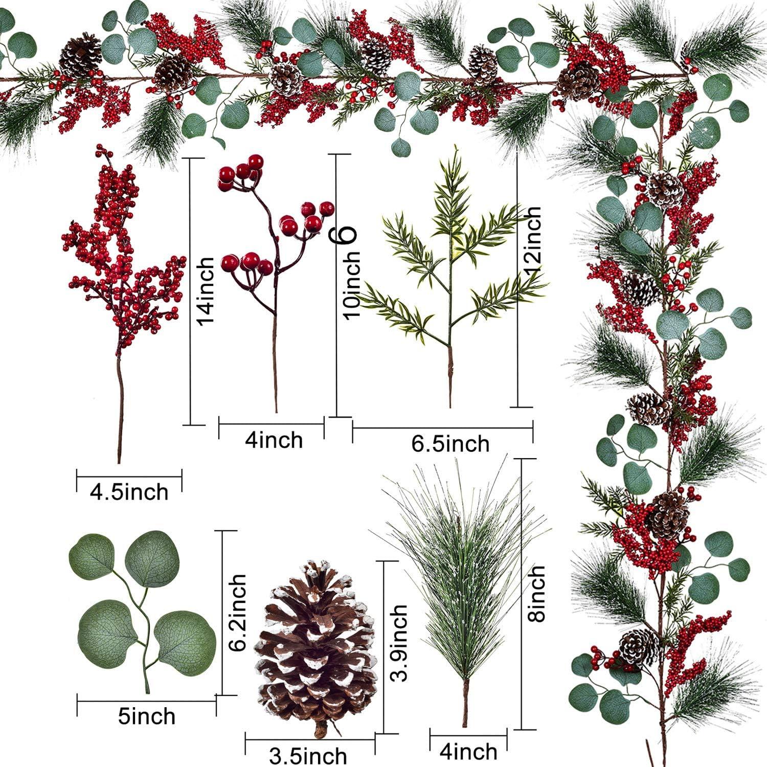 Christmas Garland Red Berry, Artificial Pine Needle Holiday Greenery (Evergreen) Unlit Fireplace Mantle Décor & Home Xmas Decoration Indoor/Outdoor Decorations 6 Feet Long (6ft) Clearance
