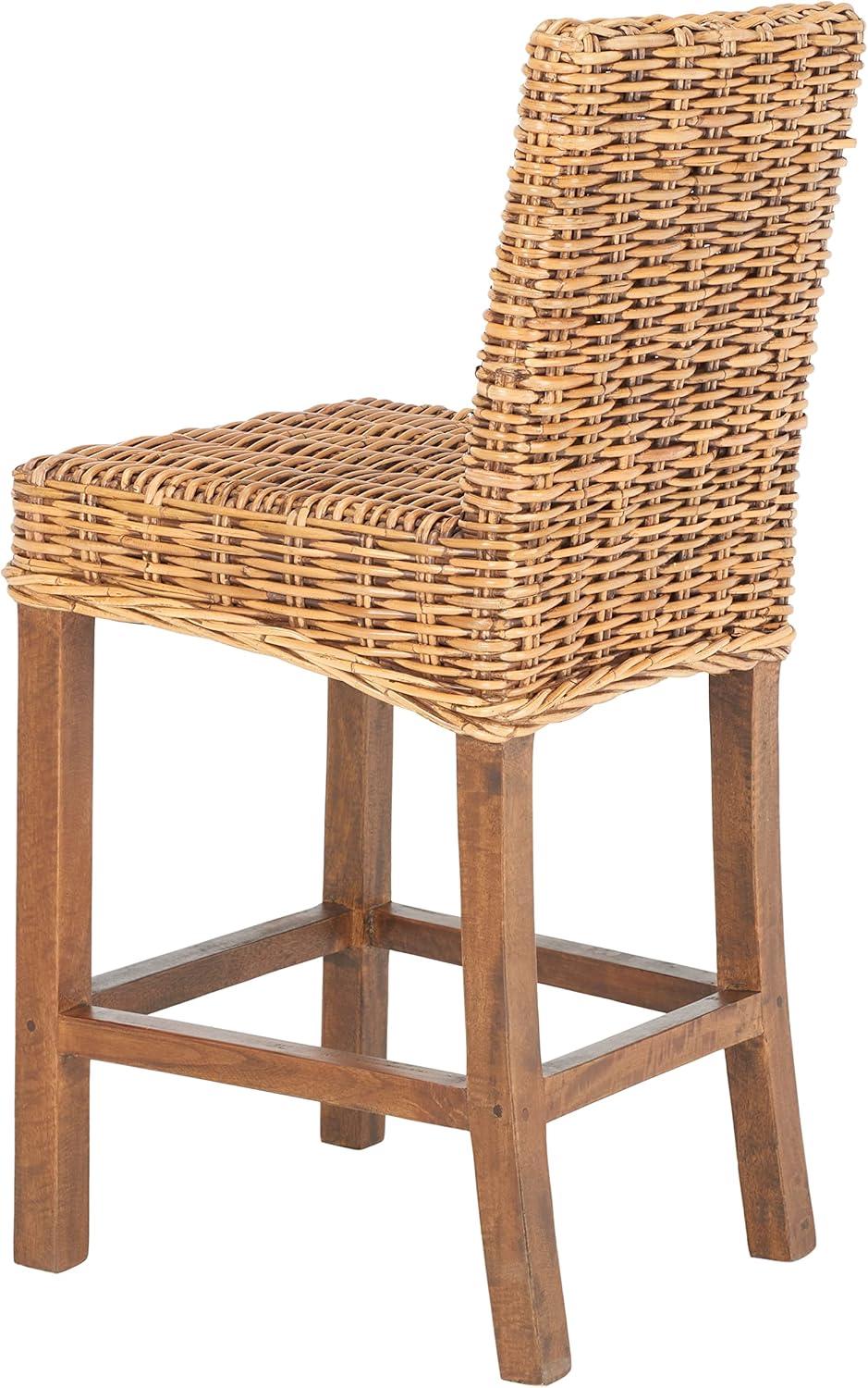 Tobie Rattan Counter Stool - White Washed - Safavieh