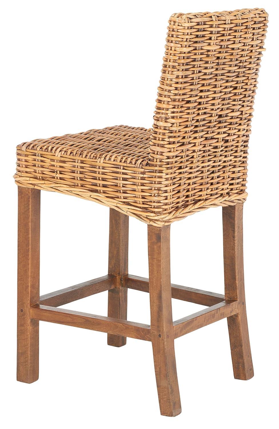 Tobie Rattan Counter Stool - White Washed - Safavieh