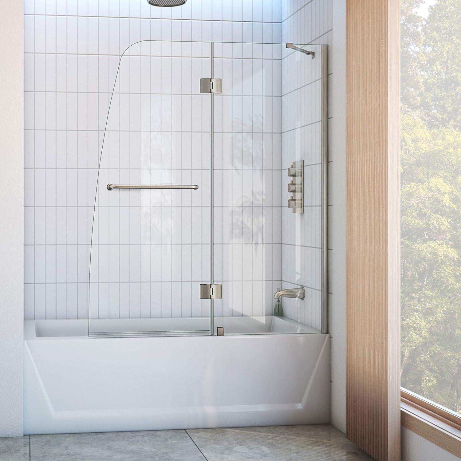 Aqua 48" x 58" Frameless Clear Glass Hinged Tub Door