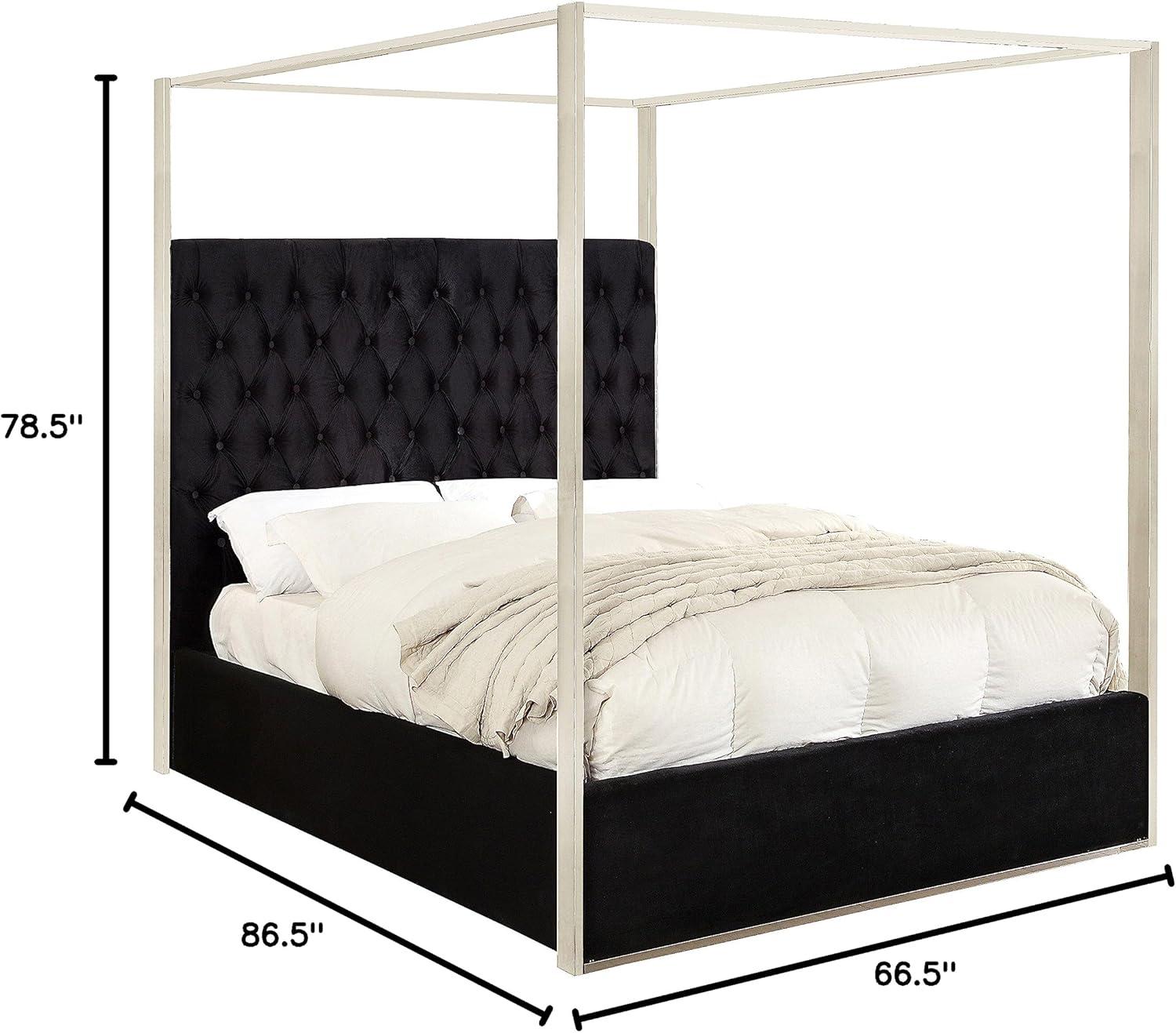 Homestock Gothic Grandeur Black Velvet Queen Bed