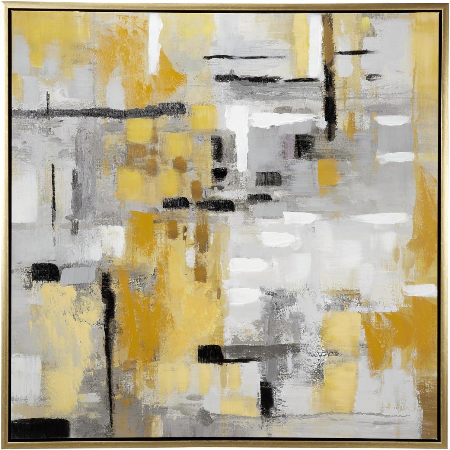 40" x 40" Abstract Framed Wall Art with Gold Frame, by DecMode