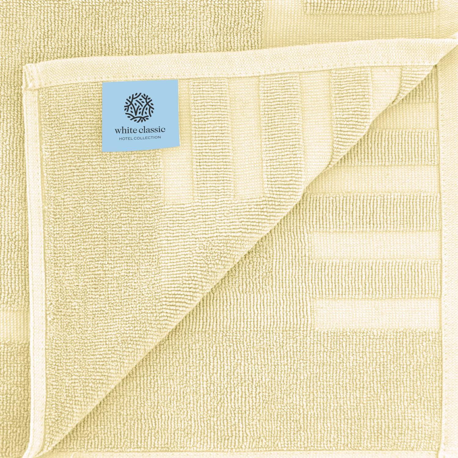 White Classic Cotton Bath Mat Floor Towel [Not a Rug] 2-Pack - 22x34" Beige