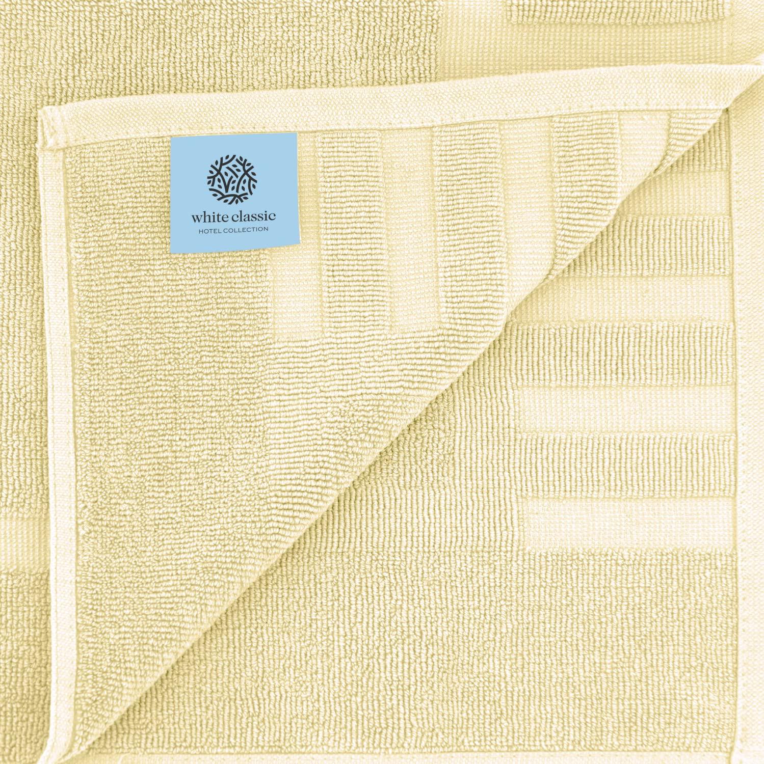 White Classic Cotton Bath Mat Floor Towel [Not a Rug] 2-Pack - 22x34" Beige