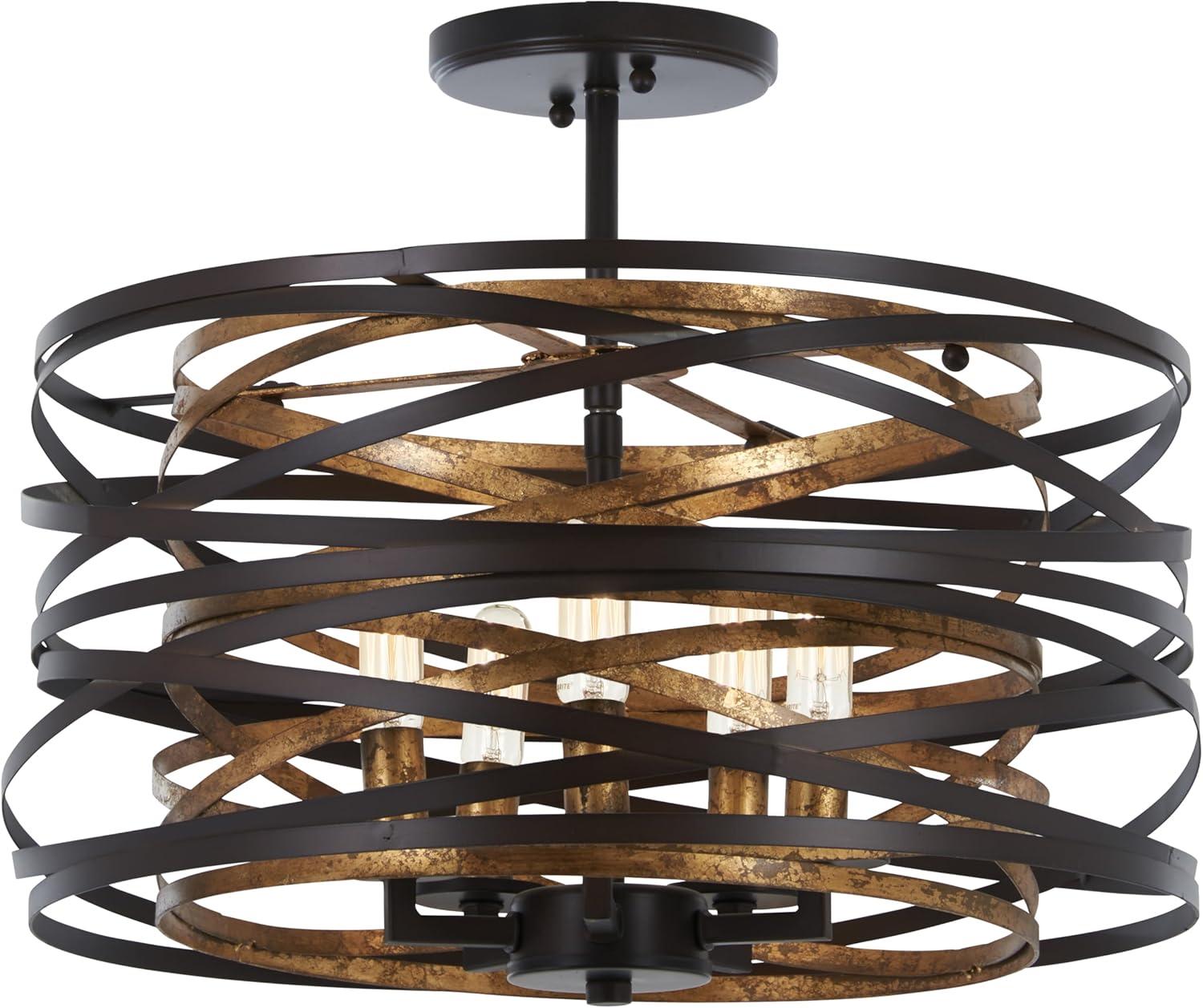 Minka Lavery Dark Bronze Mosaic Gold Pendant Chandelier 16" Wide Modern 5-Light Fixture for Dining Room House Foyer Kitchen Home