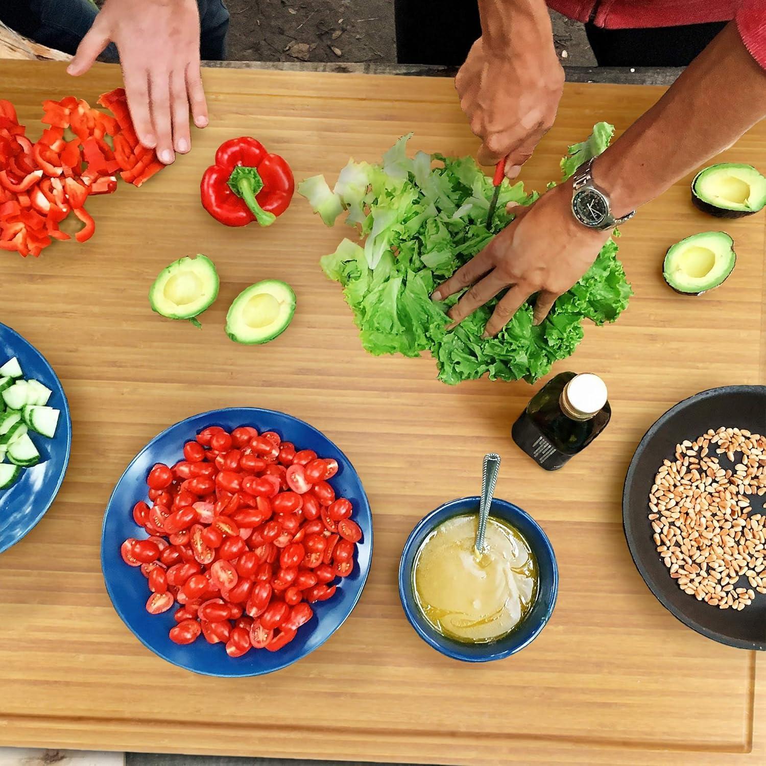 BambooMN Bamboo Burner Cover Cutting Board - 3 Ply - Extra Large Square - Grooved/Flat (24" x 24" x 0.75") - 1 Piece