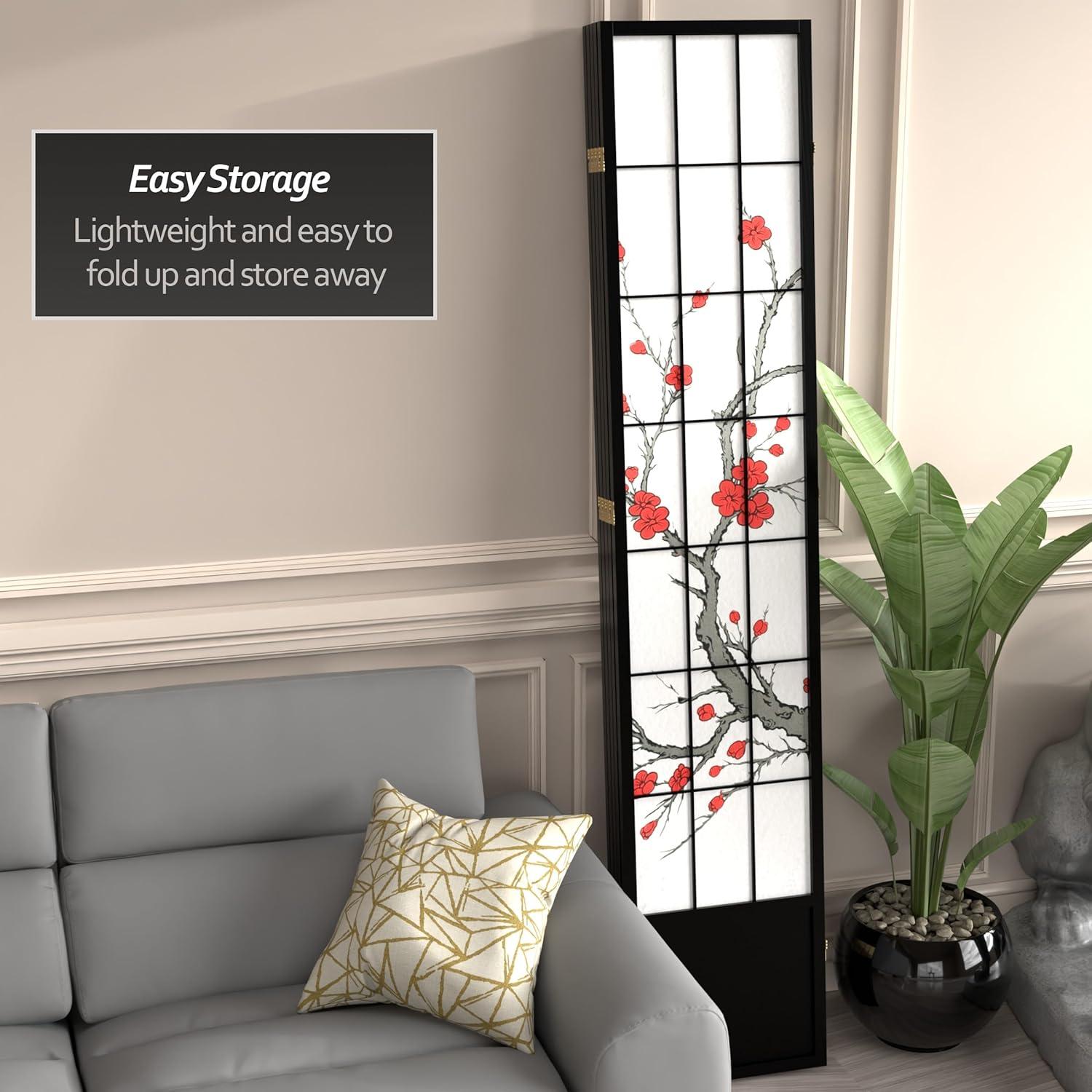 7 ft. Black 5-Panel Room Divider