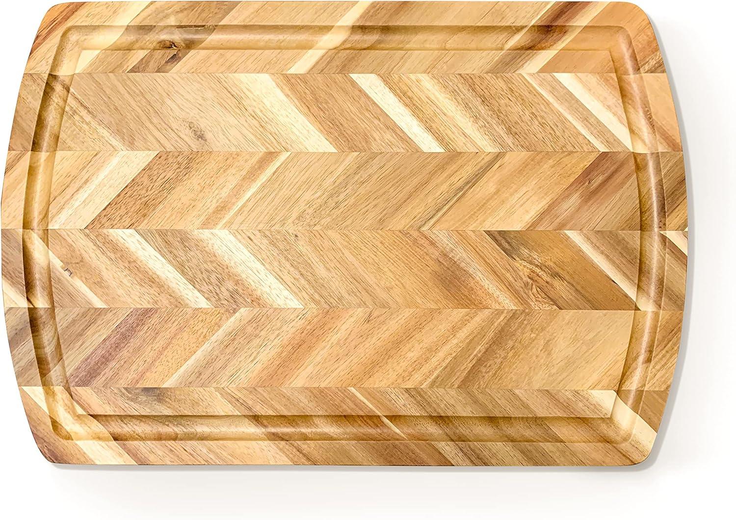 18" x 12" Acacia Herringbone Cutting Board - Lipper International