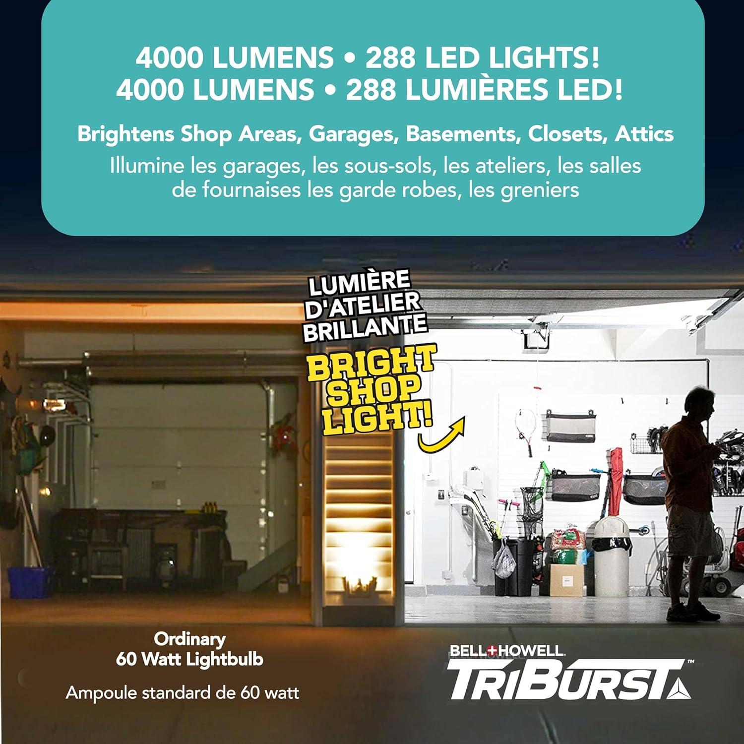Bell + Howell TriBurst Garage Lights 288 LED Bulb 4000 Lumens Ceiling Socket Deformable Light