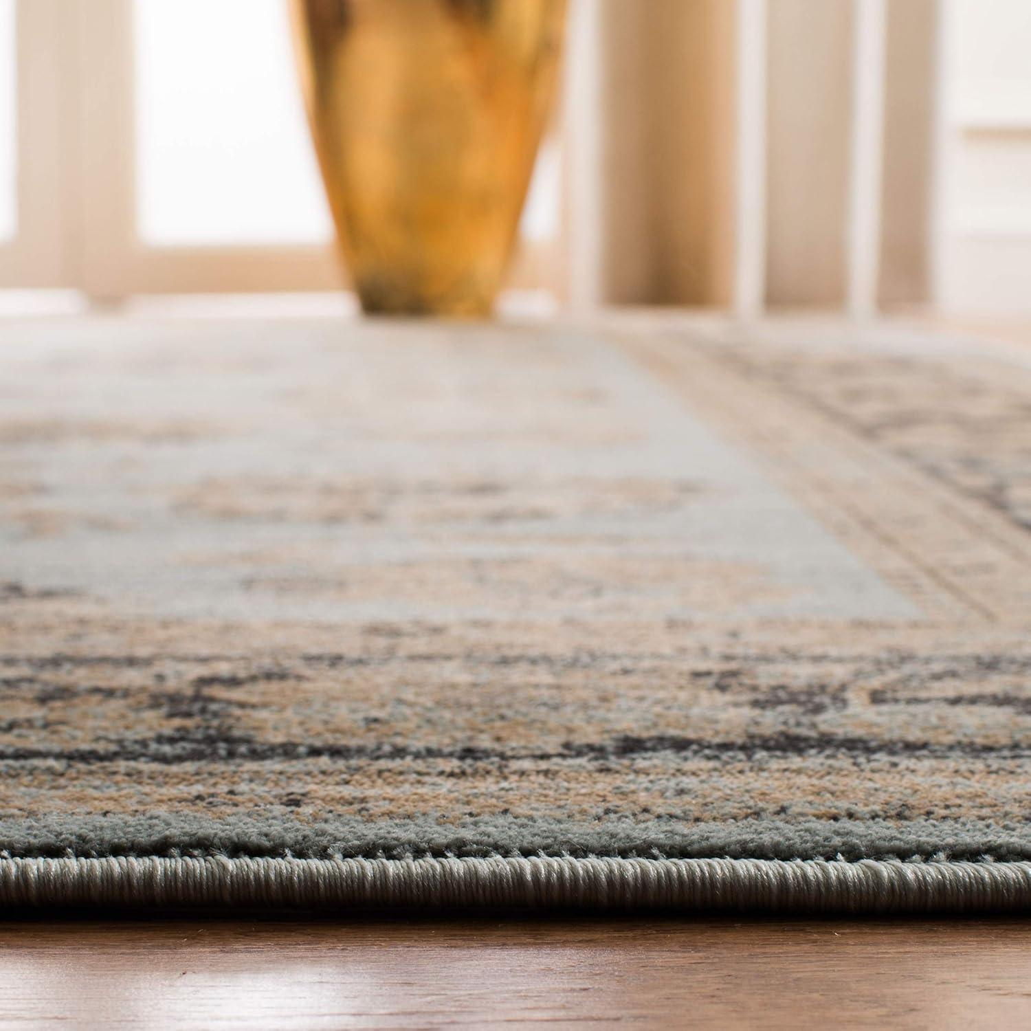 SAFAVIEH Vintage Jessamine Traditional Area Rug, Light Blue/Black, 8' x 11'