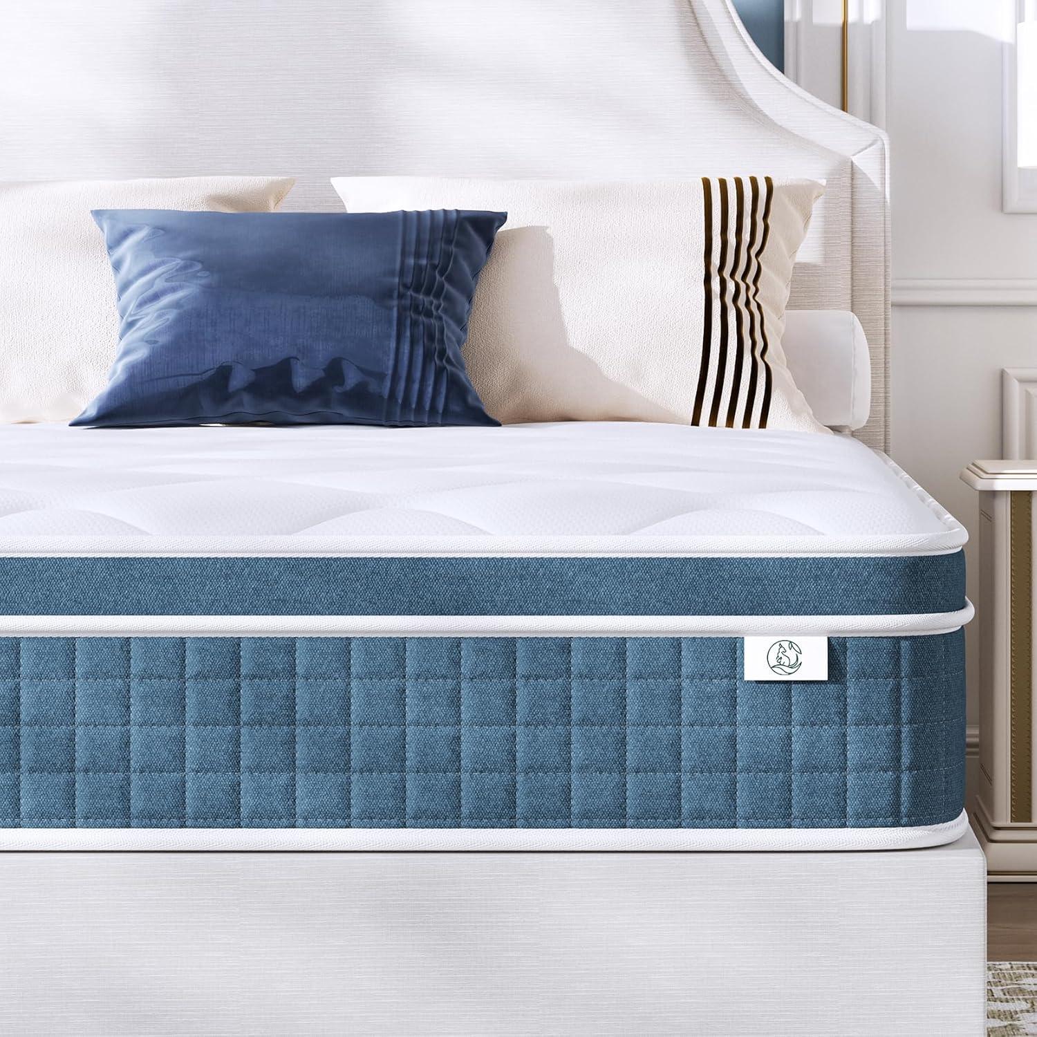 Twin Mattress 8 Inch in a Box, Fiberglass Free Hybrid Bed with Memory Foam and Pocket Spring, Breathable & Pressure Relief, Medium Firm Mattress Twin Size 75"x39"x8"