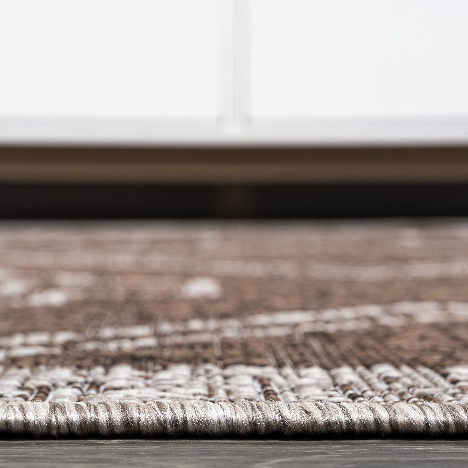 2'x10' Marokko Diamond Medallion Indoor/Outdoor Runner Rug, Brown/Beige - JONATHAN Y