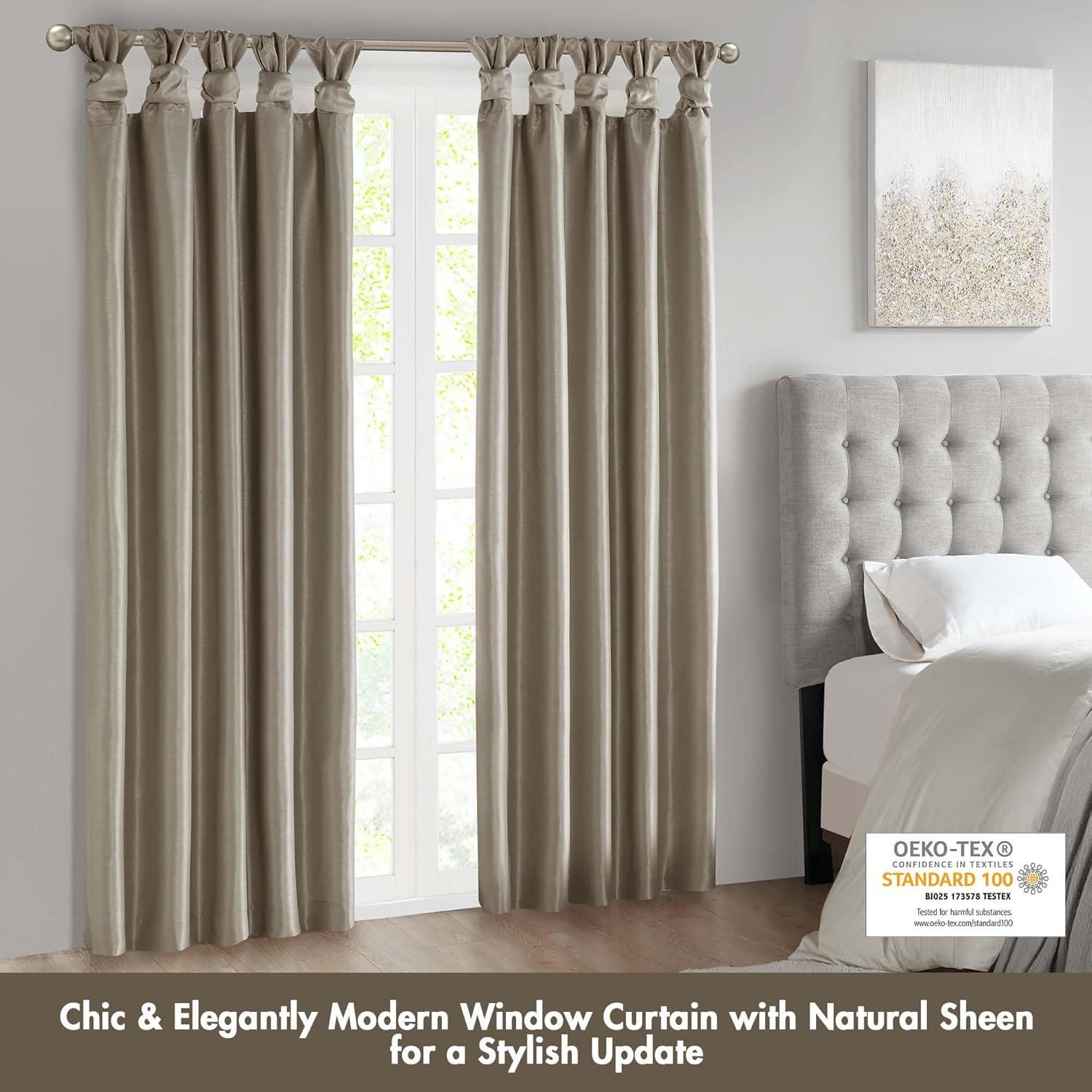 Emilia Faux Silk Twist Tab Total Blackout Window Curtain Panel