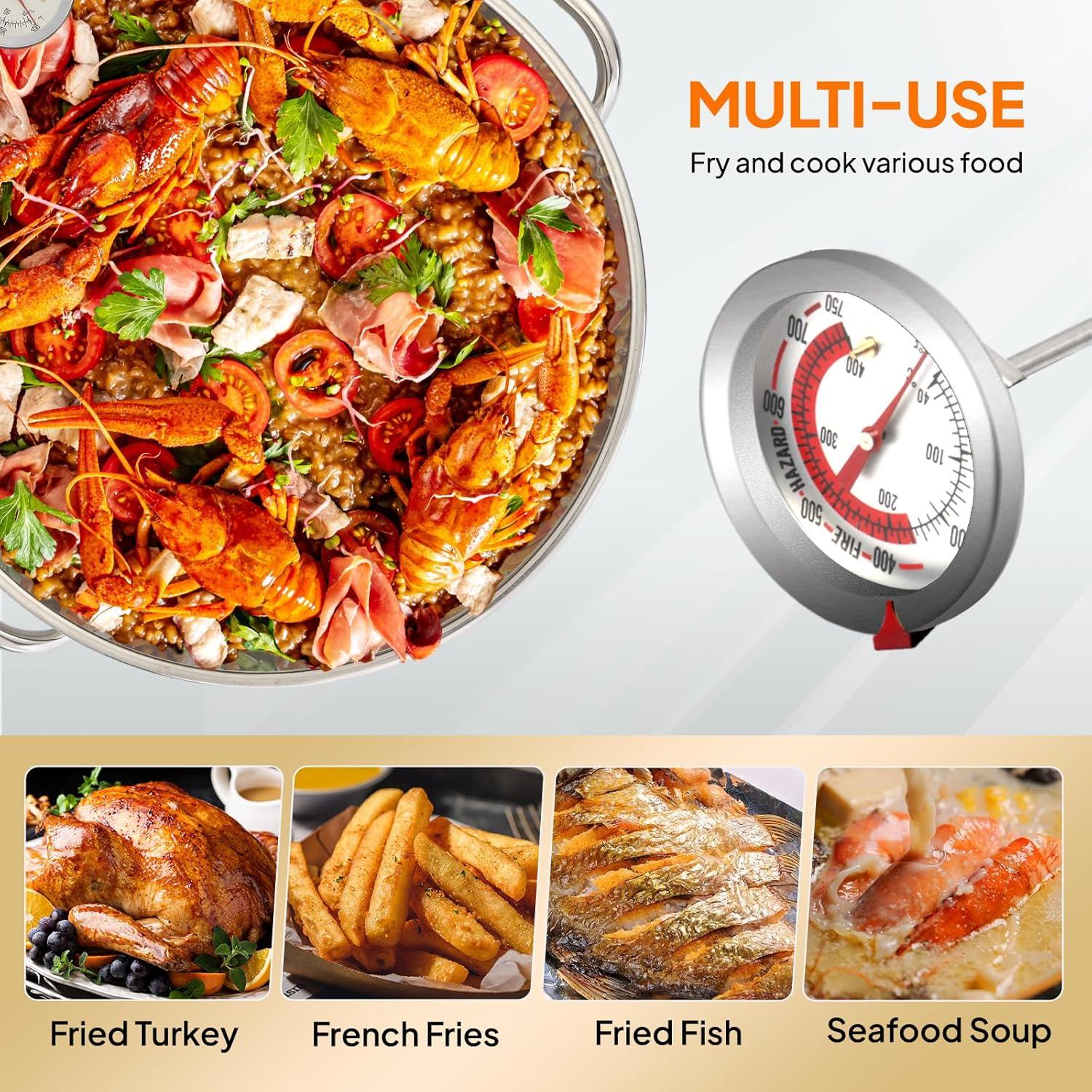 ROVSUN 50QT Turkey Fryer with Stainless Steel Boiler Steamer Basket & 54,000BTU Propane Burner, Outdoor Gas Deep Fryer & Seafood Crawfish Boil Pot Set with High Pressure Propane Regulator and Hose