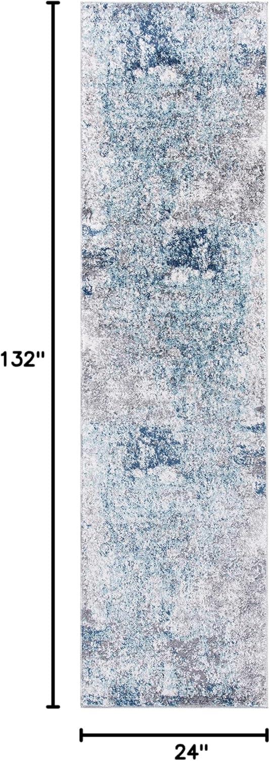 SAFAVIEH Aston Mackenzie Abstract Runner Rug, Light Blue/Grey, 2' x 15'