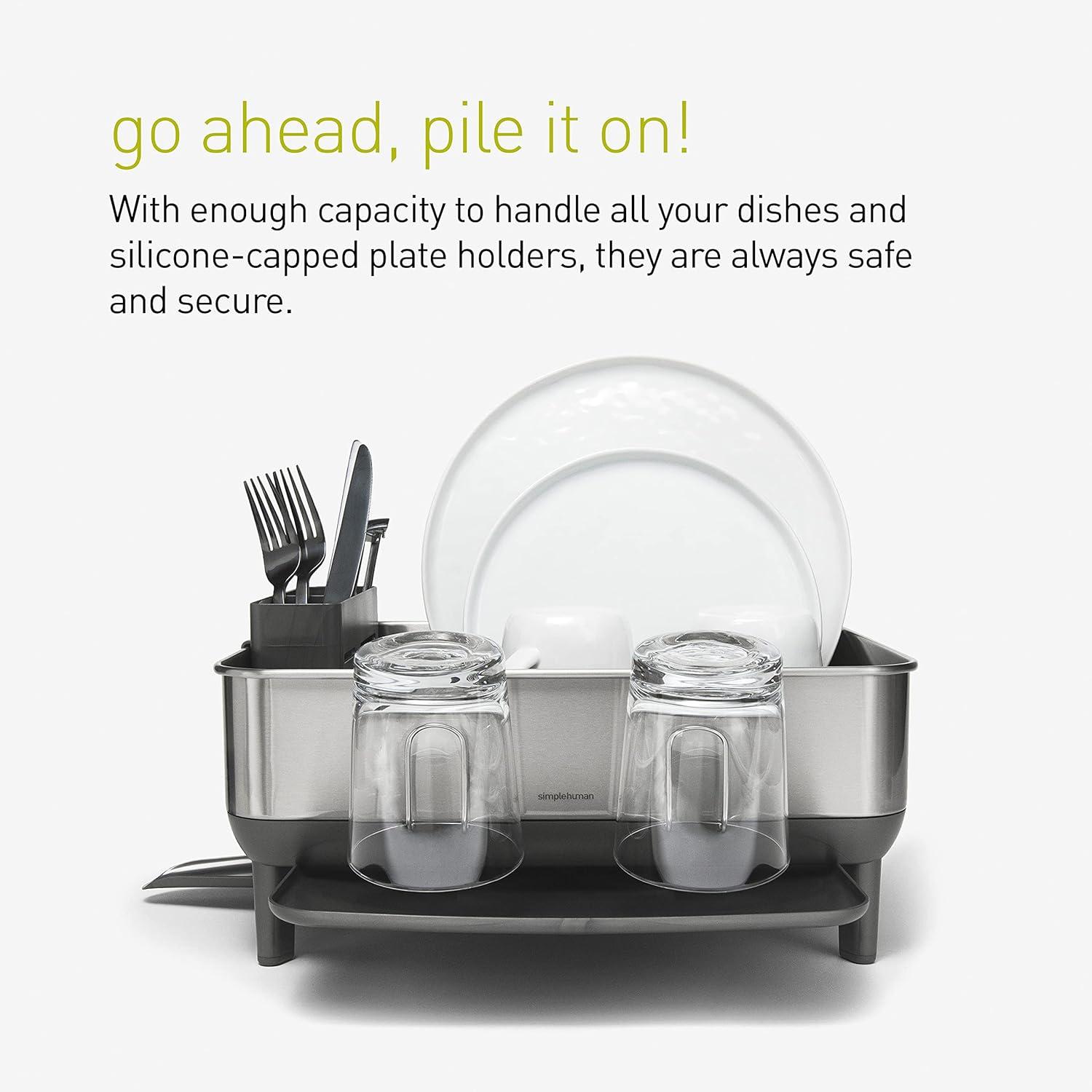 Simplehuman Compact Dish Drying Rack, Brushed Stainless Steel Frame