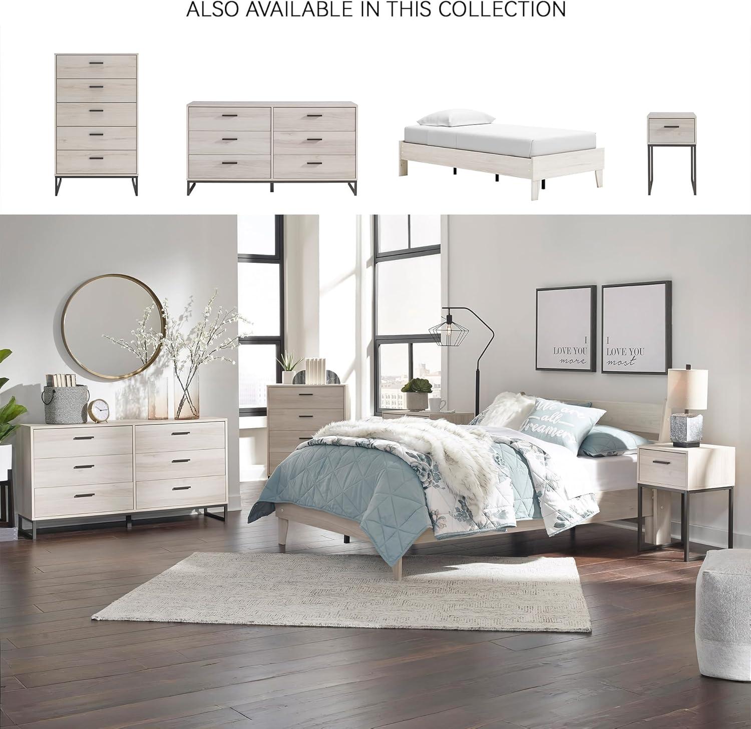 Twin Socalle Platform Bed Natural - Signature Design by Ashley: Contemporary Space-Saving, No Box Spring Required