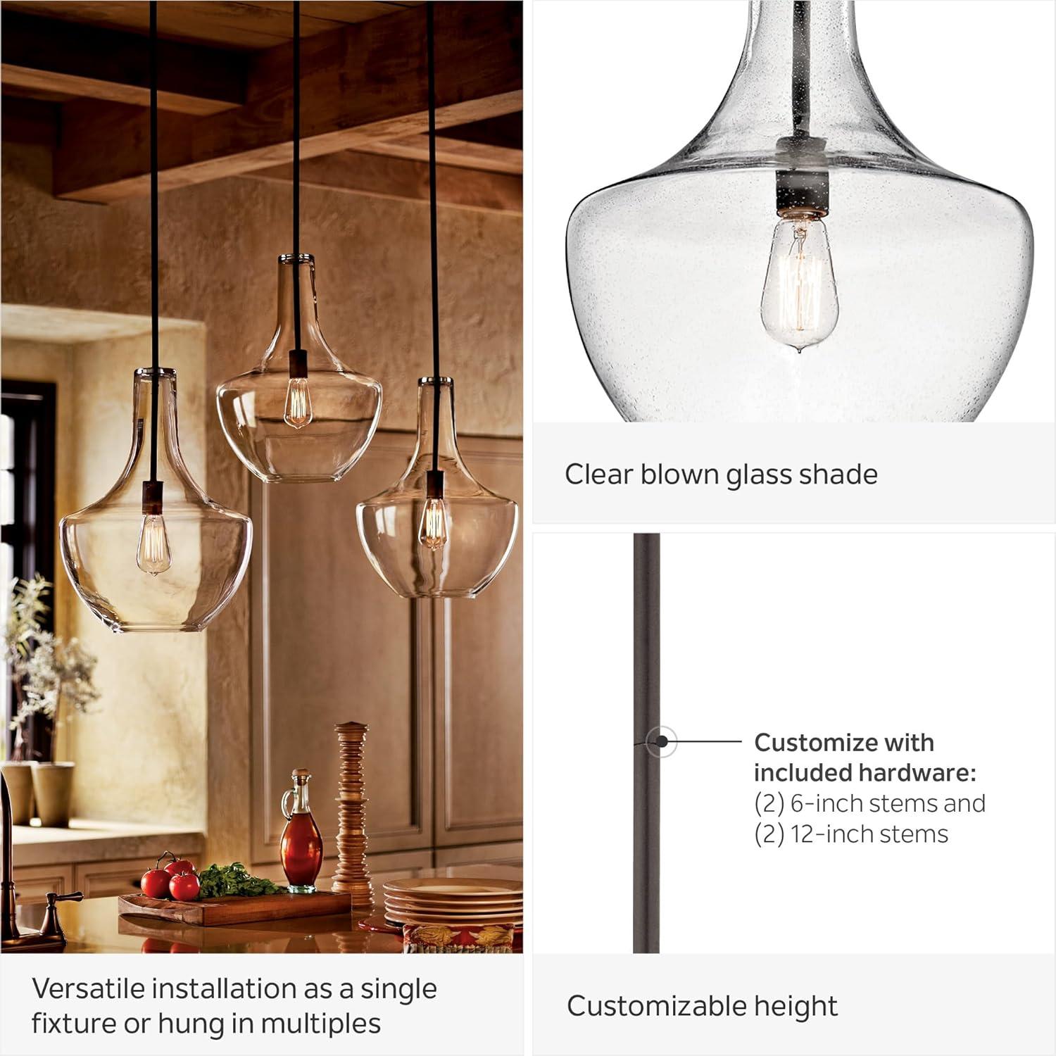 Kichler Everly 19.75" Transitional 1 Light Olde Bronze Pendant Light with Clear Glass