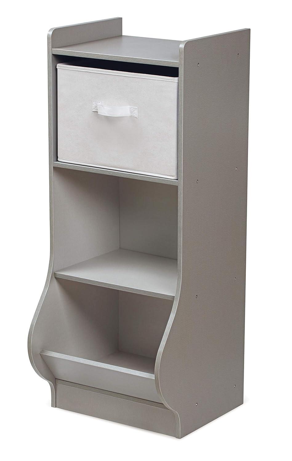 Woodgrain Gray Kids Upright Storage Nook with Reversible Basket