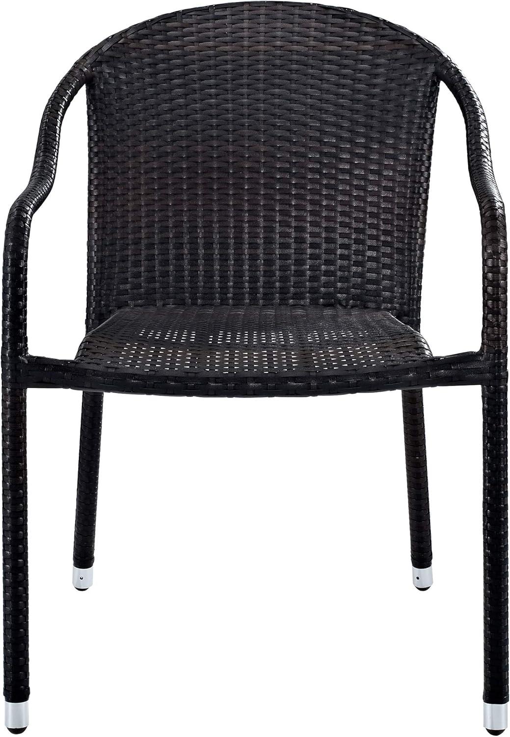 Palm Harbor 2pk Outdoor Wicker Stackable Chairs - Brown - Crosley: UV & Weather-Resistant, No Assembly, Steel Frame