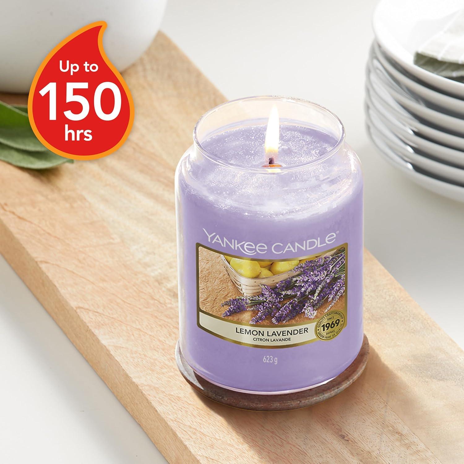 Yankee Candle Lemon Lavender Scented, Classic 22oz Large Jar Single Wick Candle, Over 110 Hours of Burn Time