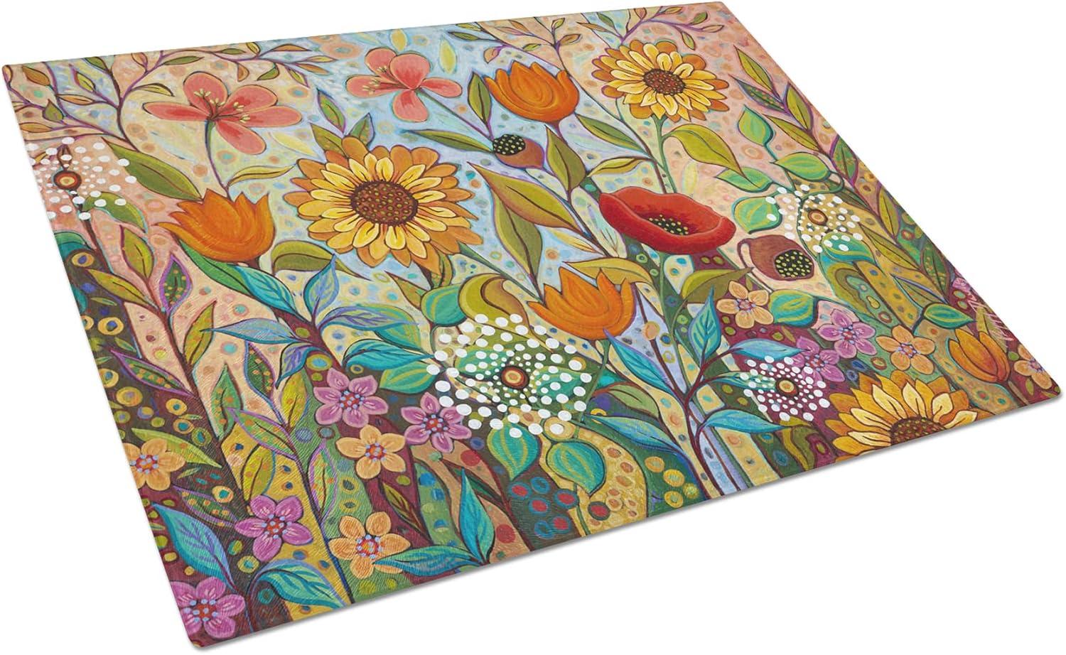 Carolines Treasures PPD3017LCB Joy in the Morning Flowers Glass Cutting Board Large, 12H x 16W, multicolor