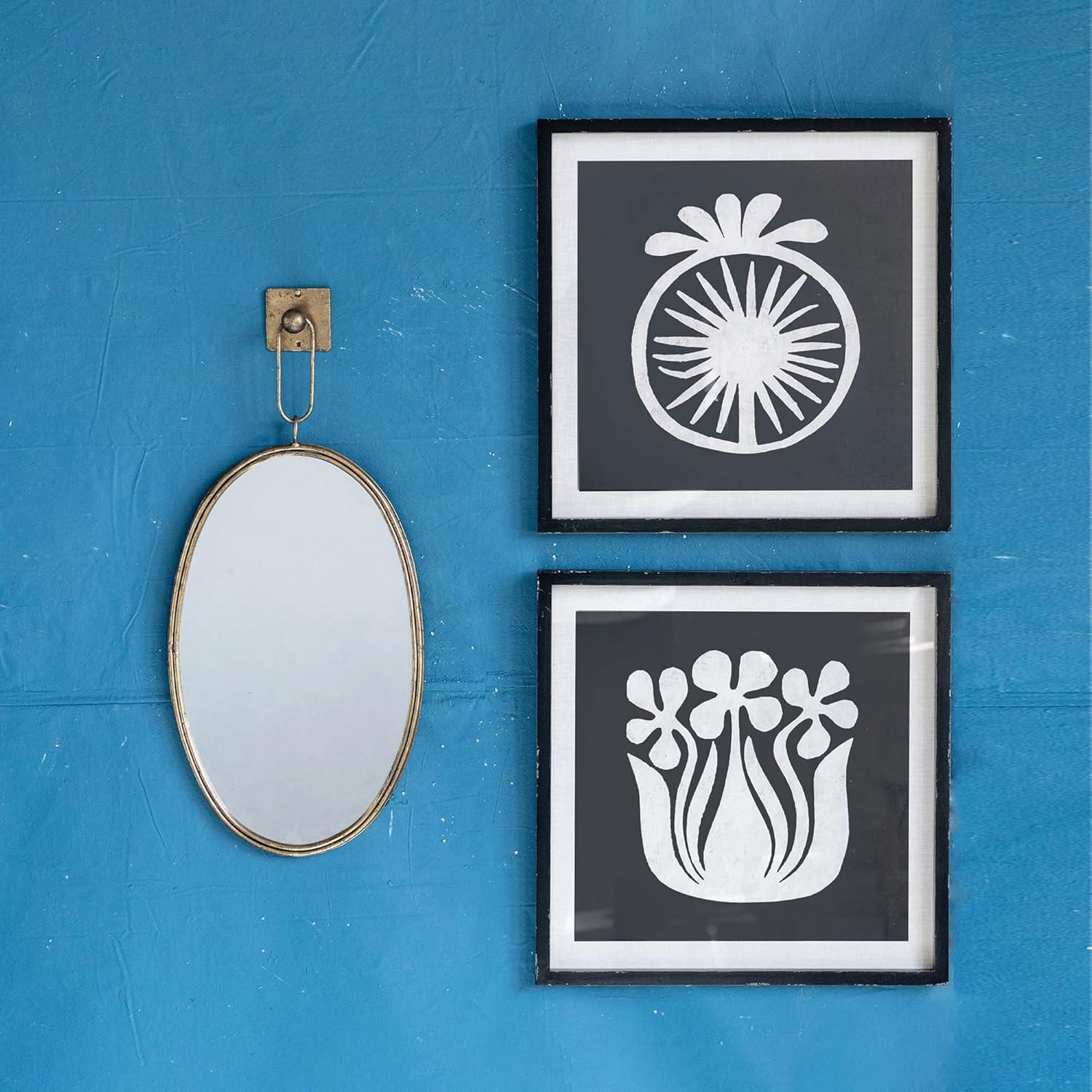 Creative Co-Op Oval Metal Framed Wall Mirror with Bracket, Gold