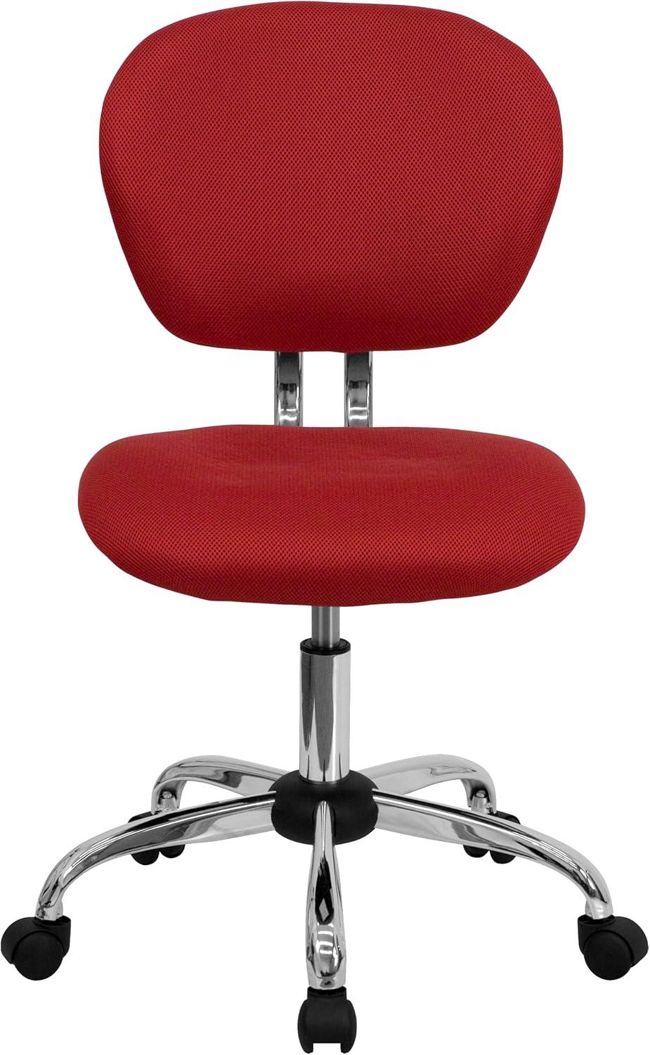 Flash Furniture Mid-Back Red Mesh Padded Swivel Task Office Chair with Chrome Base