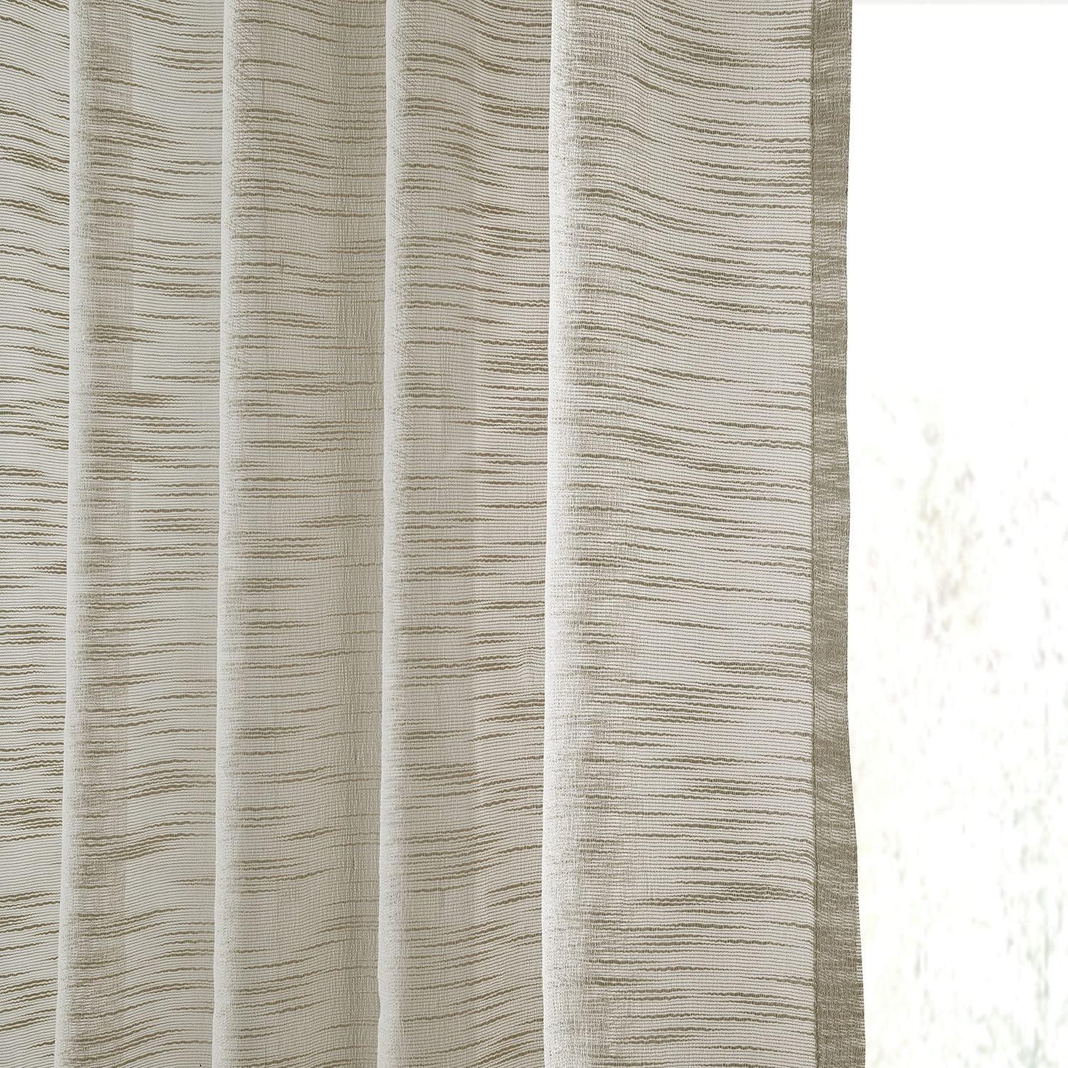 Open Weave Natural Linen Sheer Curtain (1 Panel), Open Weave Natural, 50W X 120L