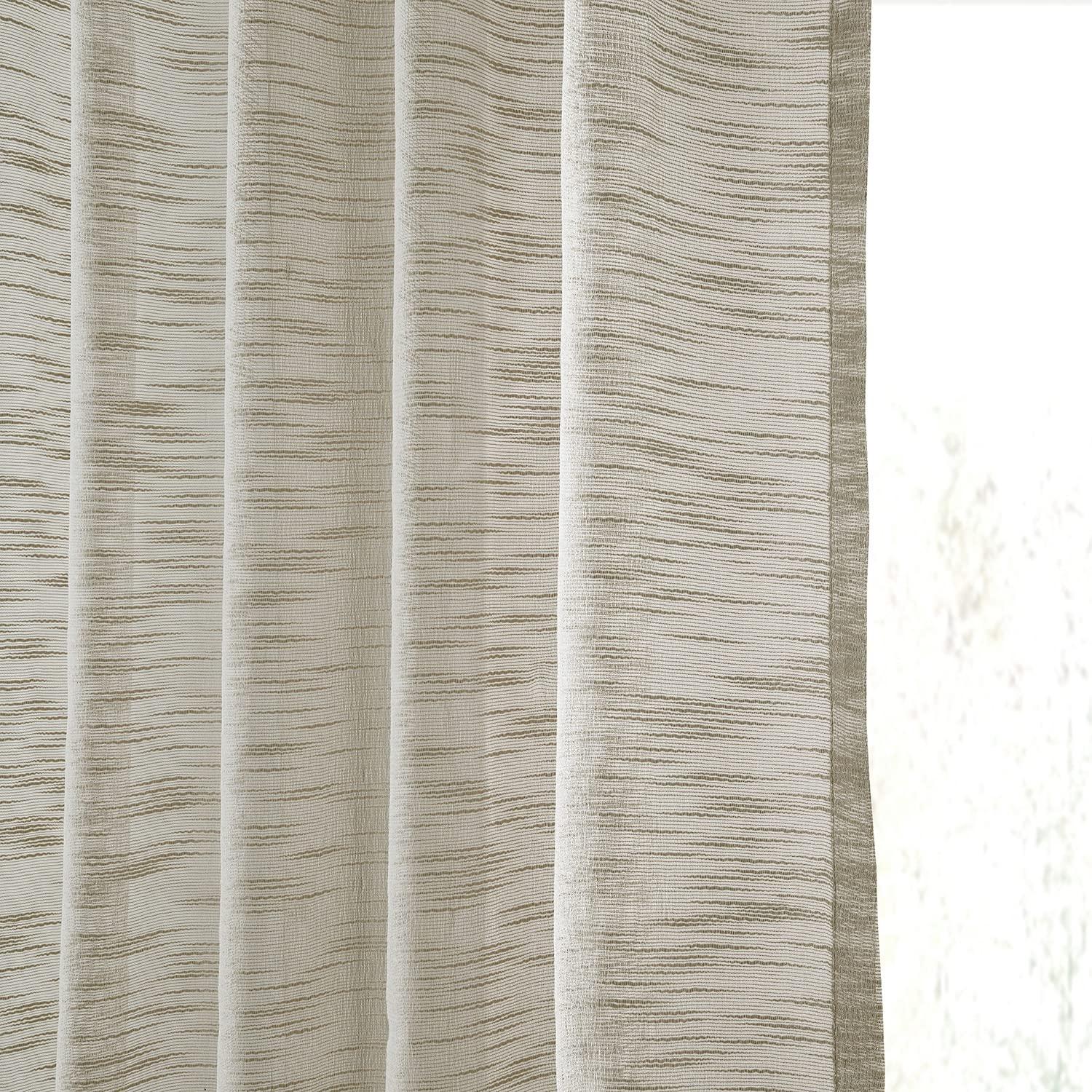 Open Weave Natural Linen Sheer Curtain (1 Panel), Open Weave Natural, 50W X 120L